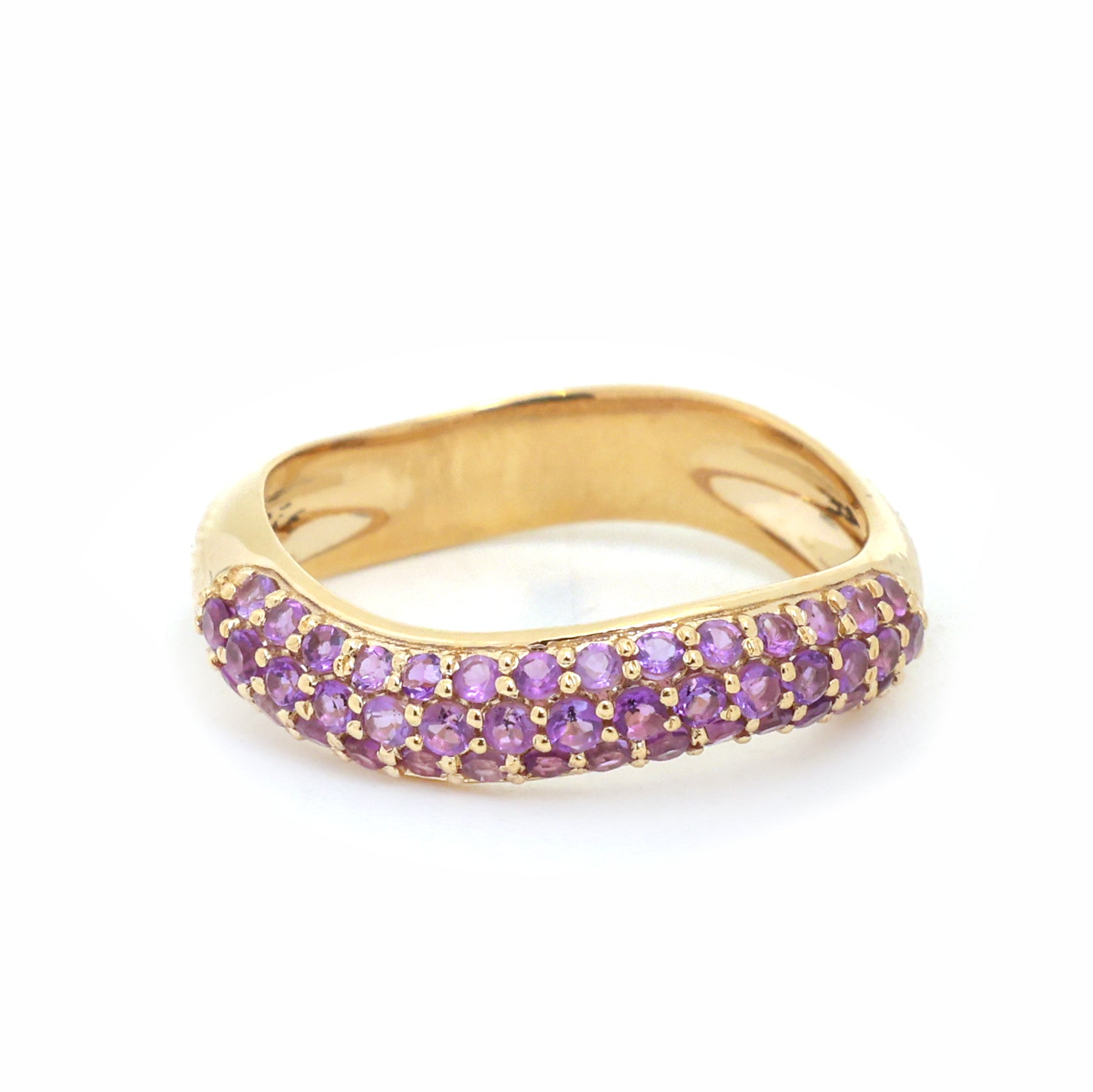 JPRG-3809/9486 Amethyst Wave Half Ring | 14K