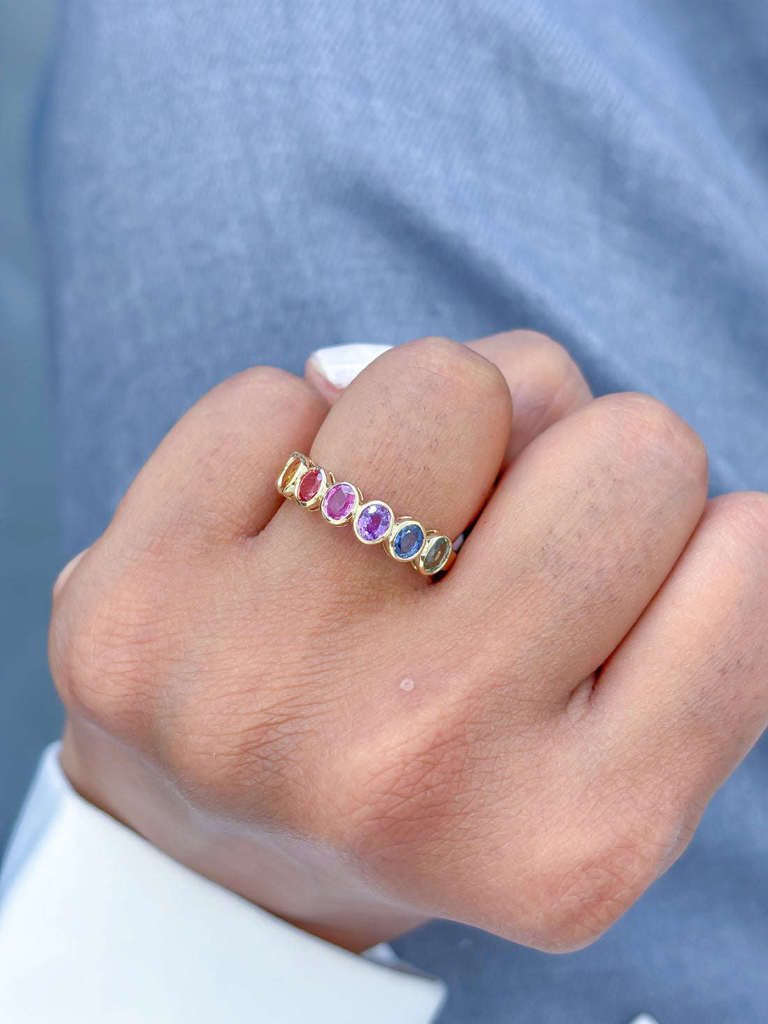 JPRG-3836/9521 Rainbow Sapphire Ring | 14K