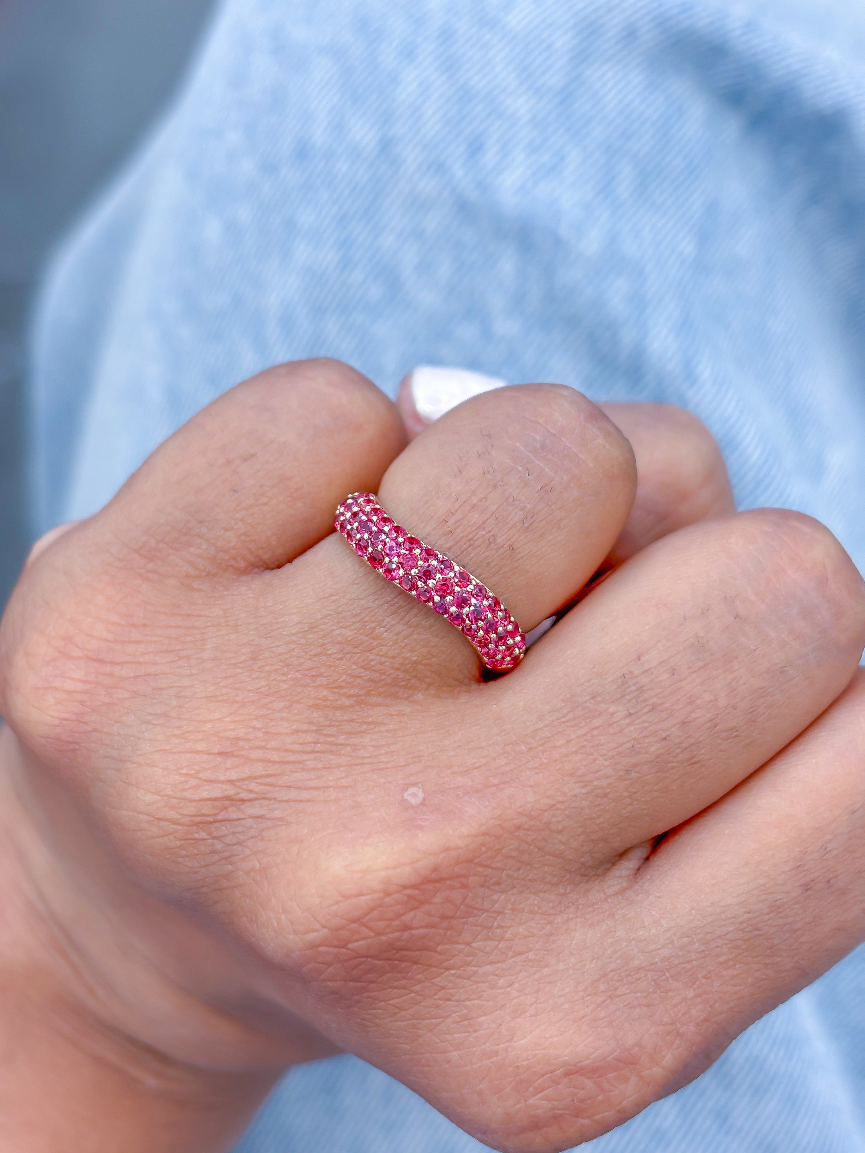JPRG-3860/9581 Orange Sapphire Wave Half Ring | 14K