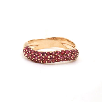 JPRG-3860/9581 Orange Sapphire Wave Half Ring | 14K