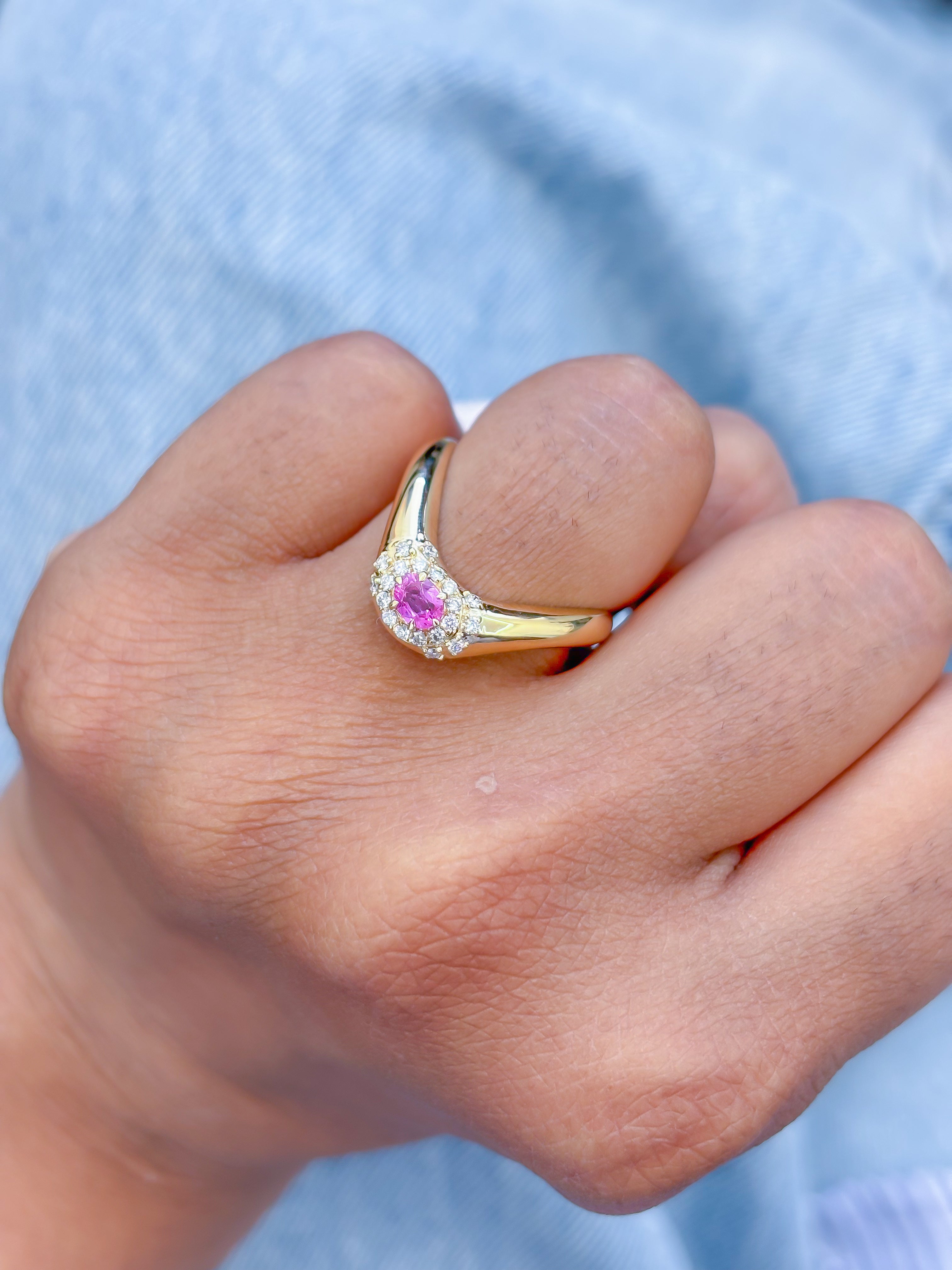 JPRG-3866/9590 Pink Sapphire Diamond Ring | 18K