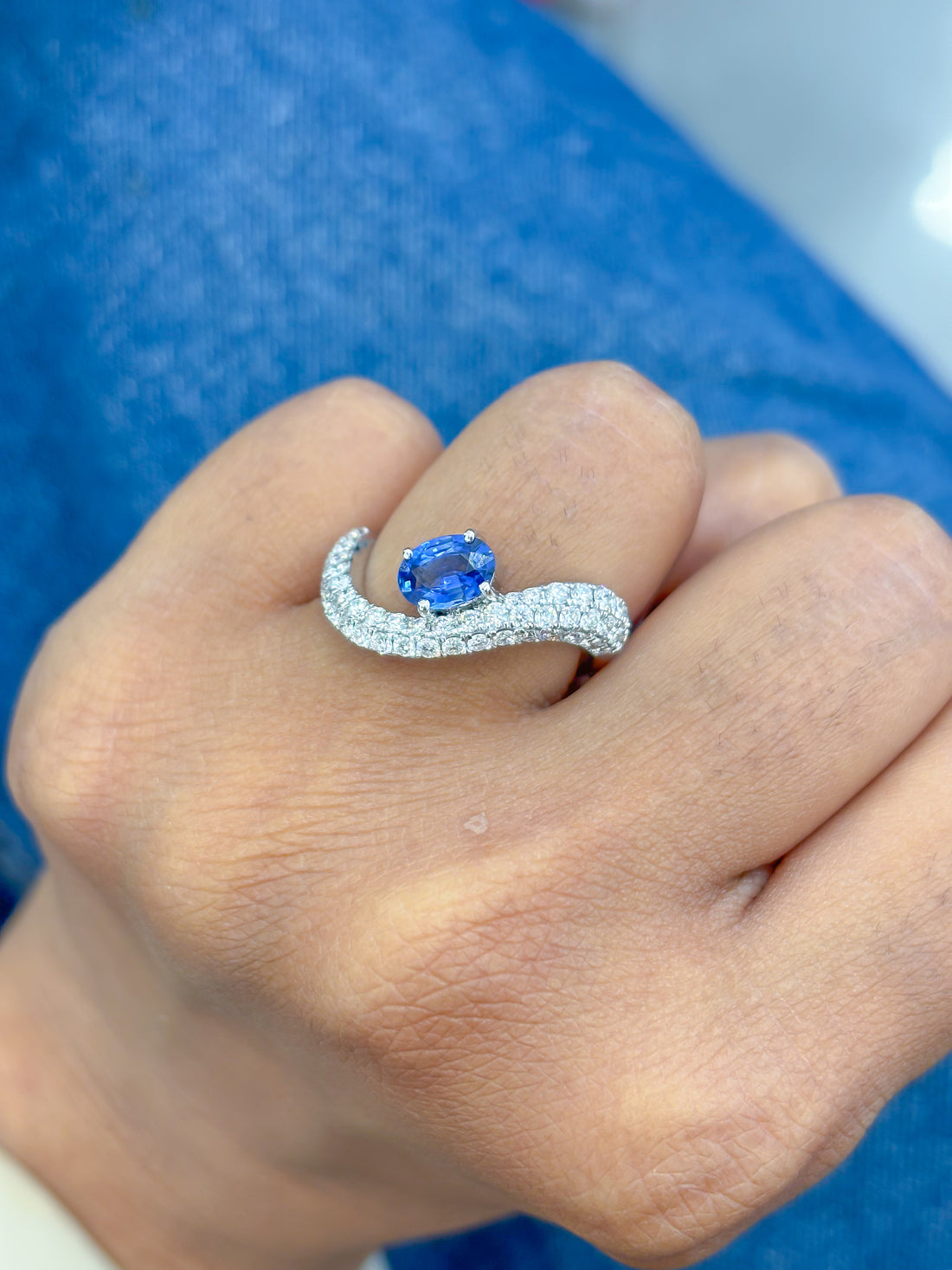 JPRG-3887/9618 Blue Sapphire Diamond Ring | 18K