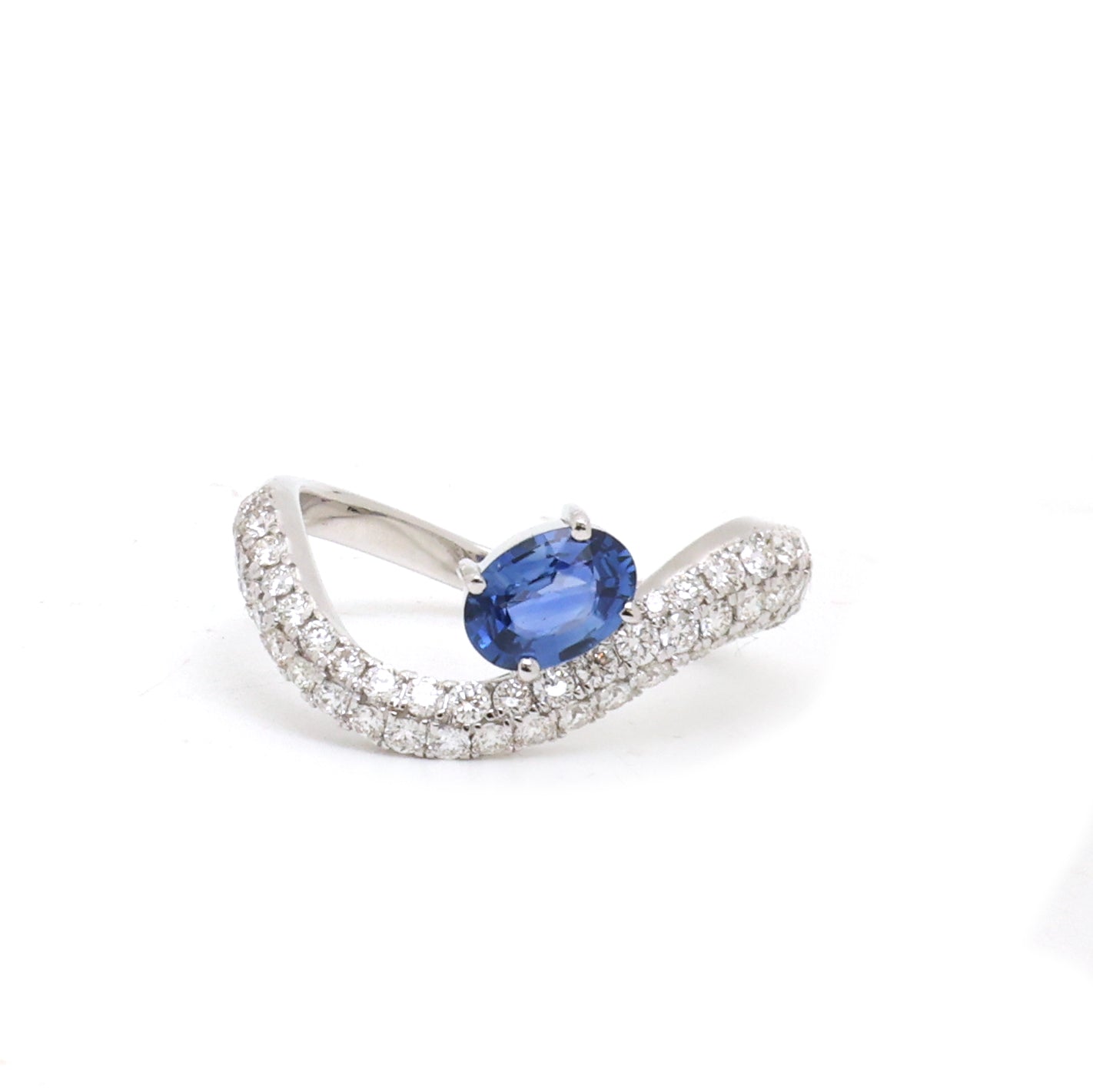 JPRG-3887/9618 Blue Sapphire Diamond Ring | 18K