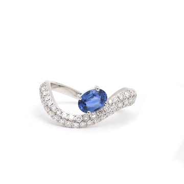 JPRG-3887/9618 Blue Sapphire Diamond Ring | 18K