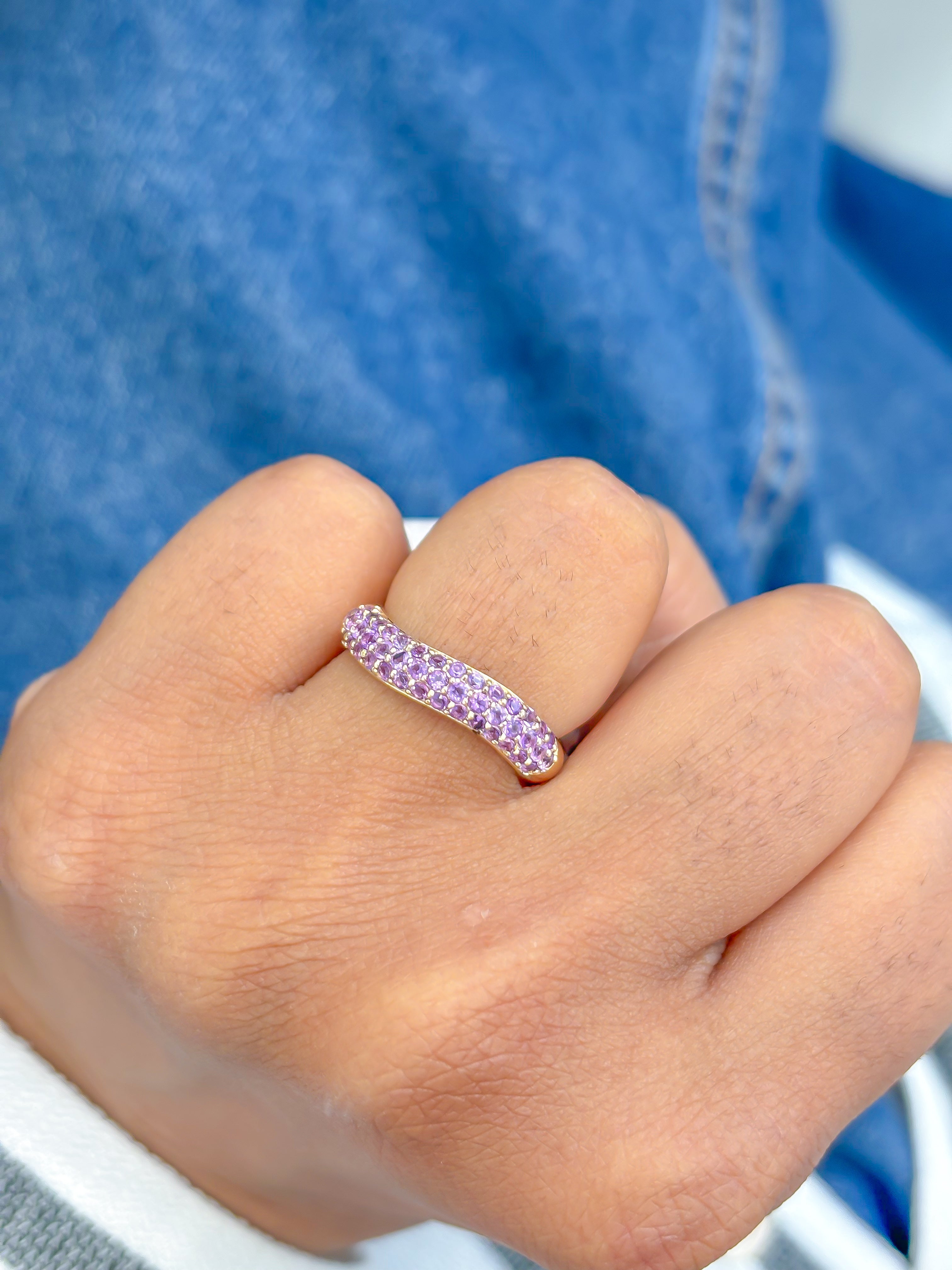 JPRG-3890/9635 Amethyst Wave Half Ring | 14K