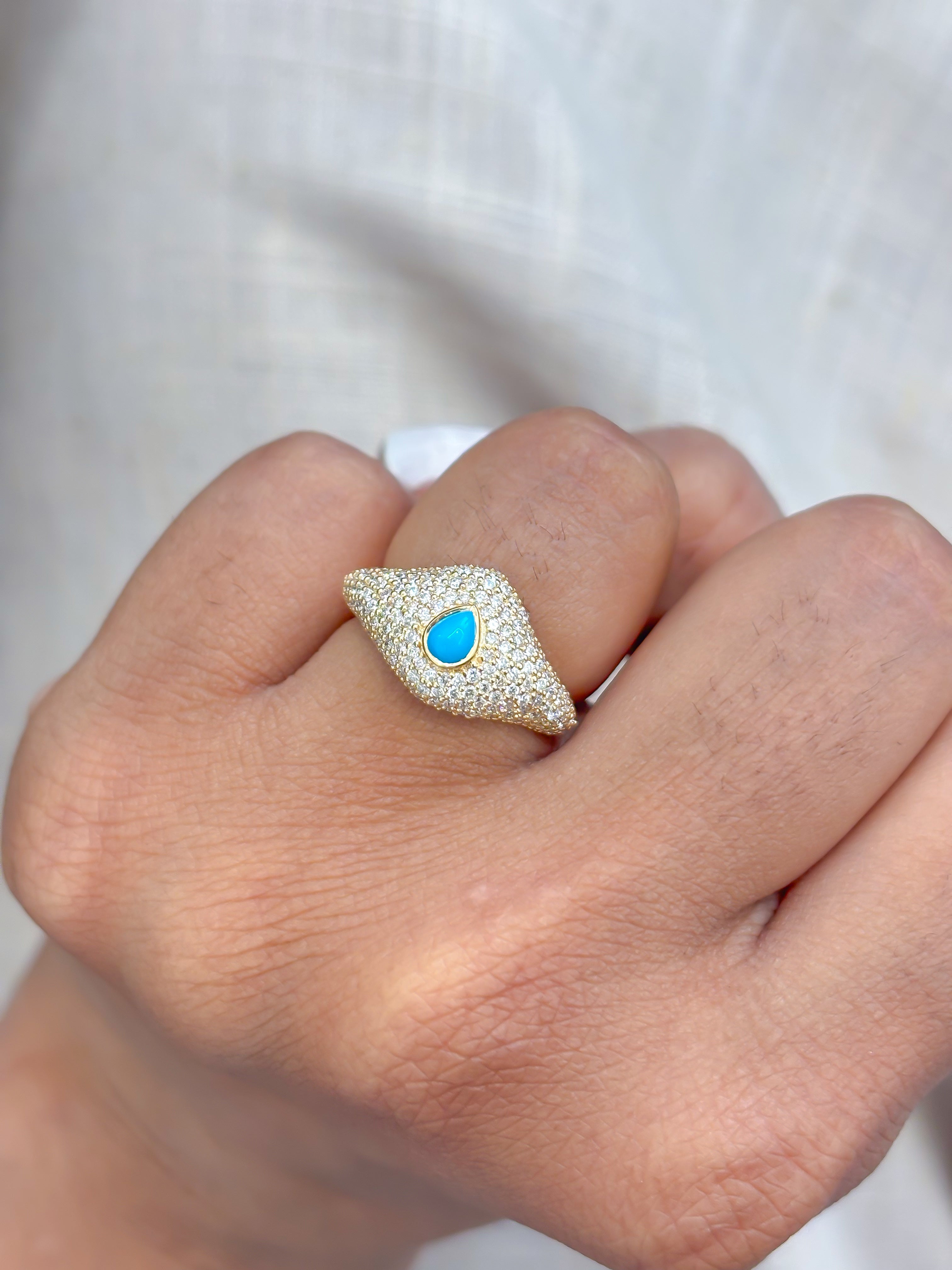 JPRG-3922/9682 Turquoise Diamond Ring | 18K