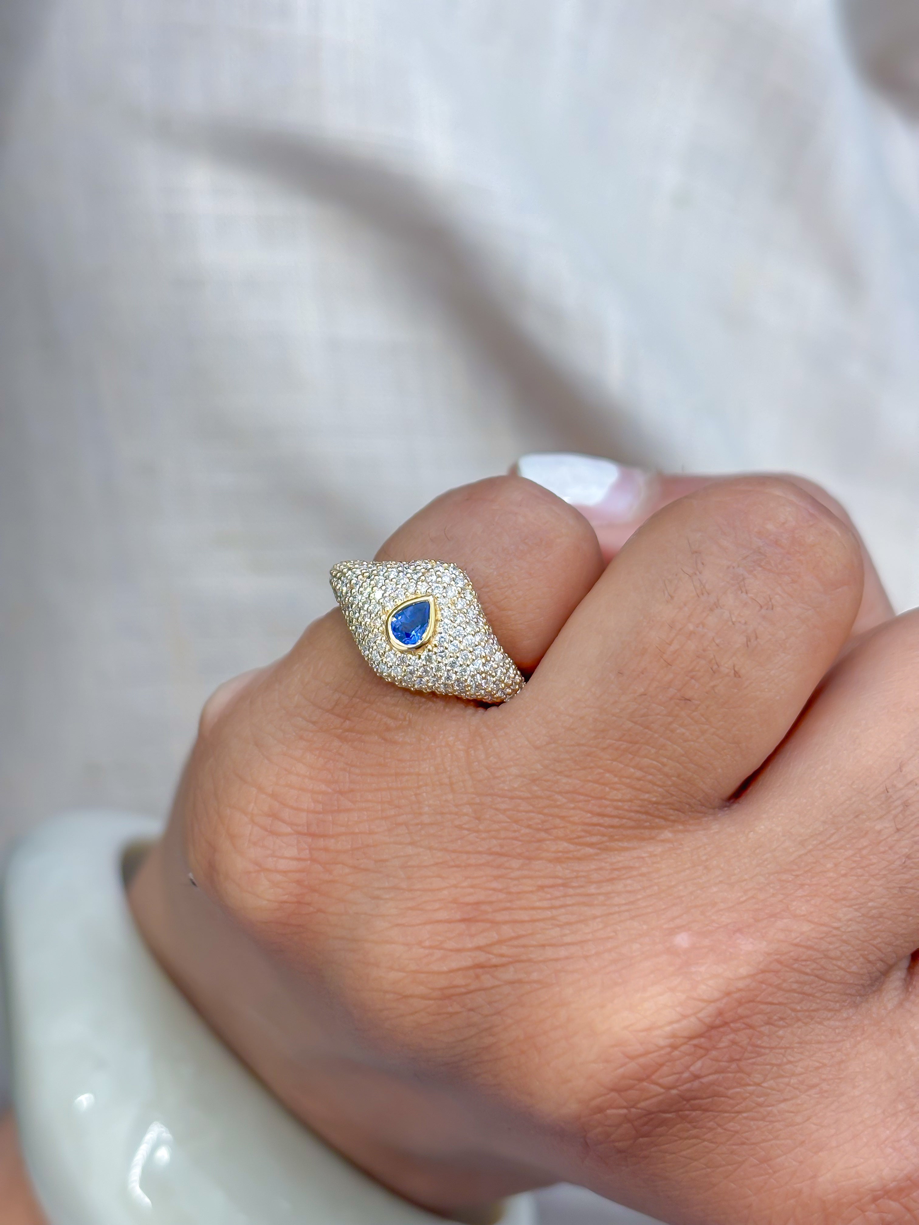 JPRG-3925/9685 Blue Sapphire Diamond Ring | 18K