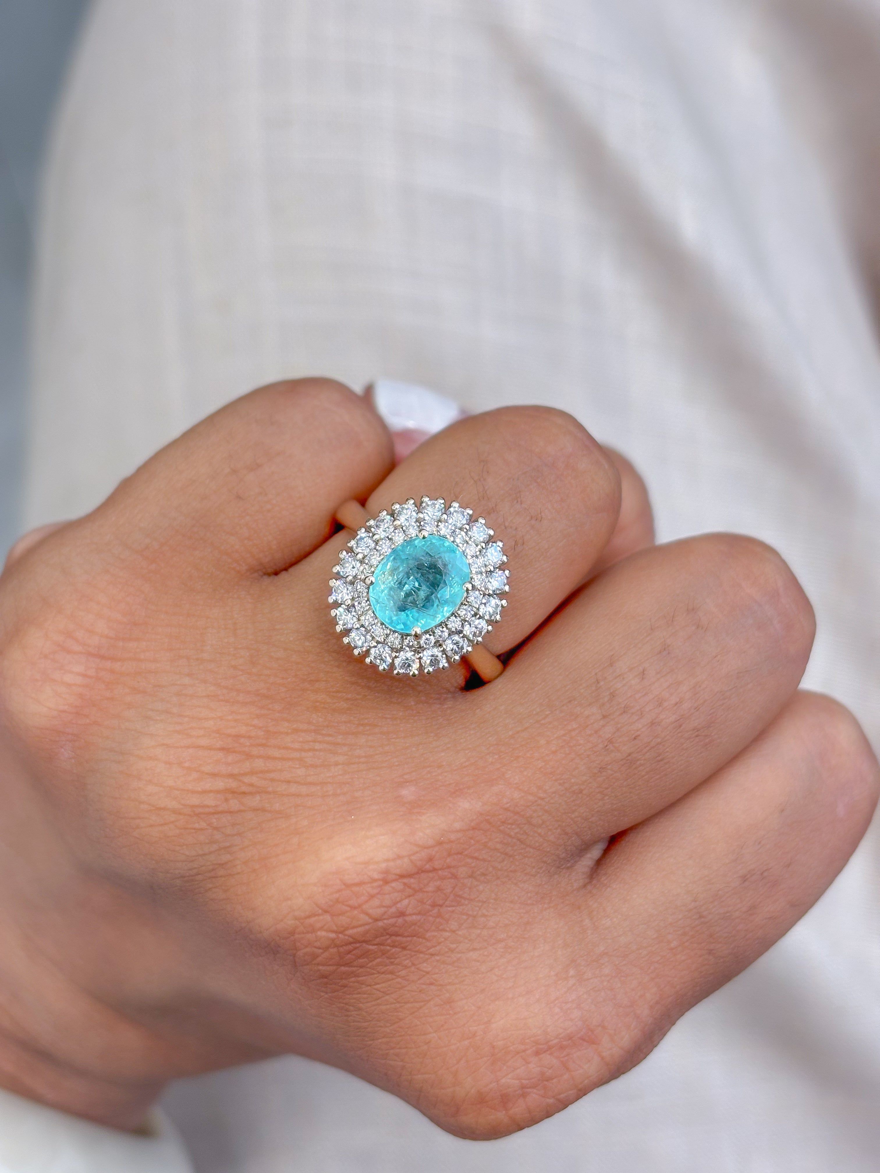 JPRG-3933/9707 Paraiba Tourmaline Diamond Ring | 18K