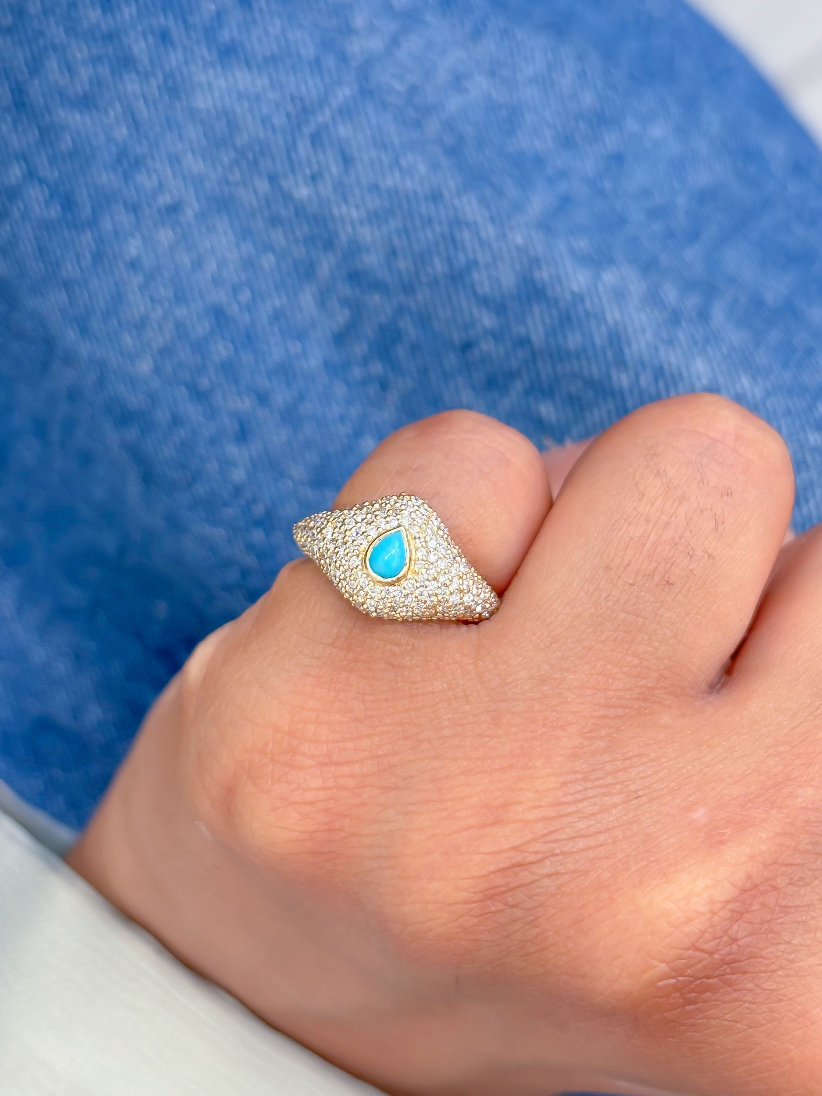 JPRG-3945/9728 Turquoise Diamond Ring | 18K
