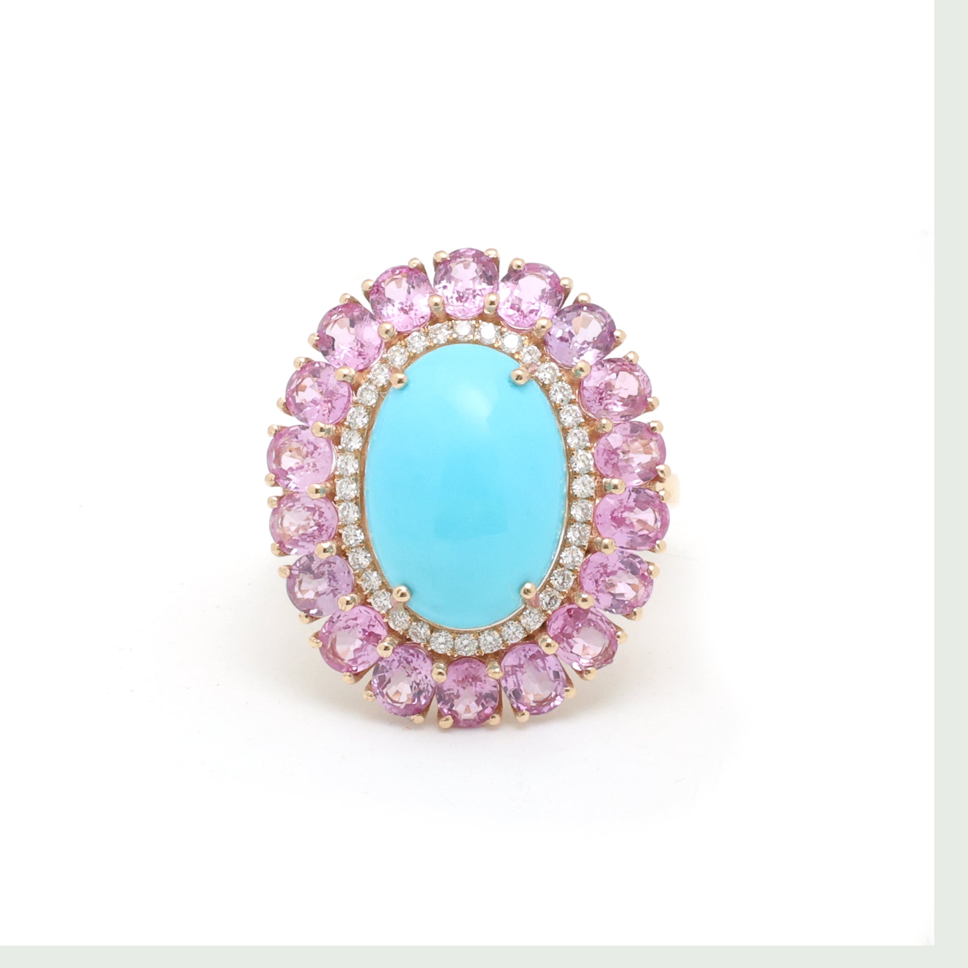 JPRG-3949/9735 Turquoise Pink Sapphire Diamond Ring | 14K