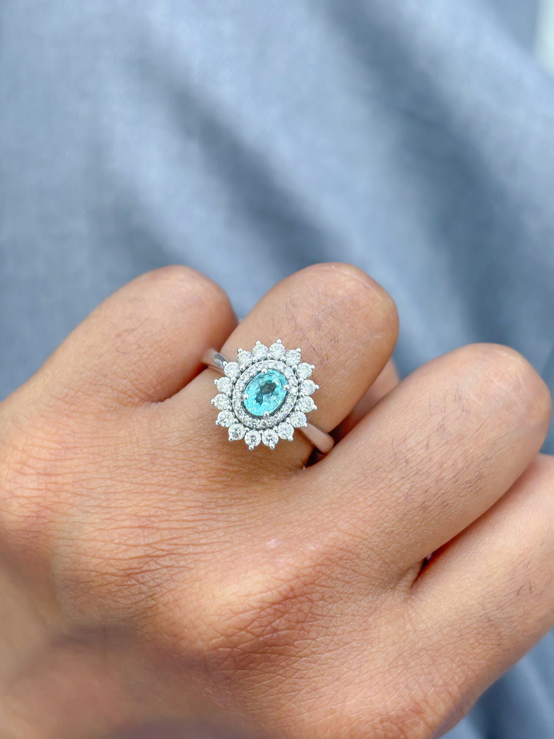 JPRG-3953/9740 Paraiba Tourmaline Diamond Ring | 18K