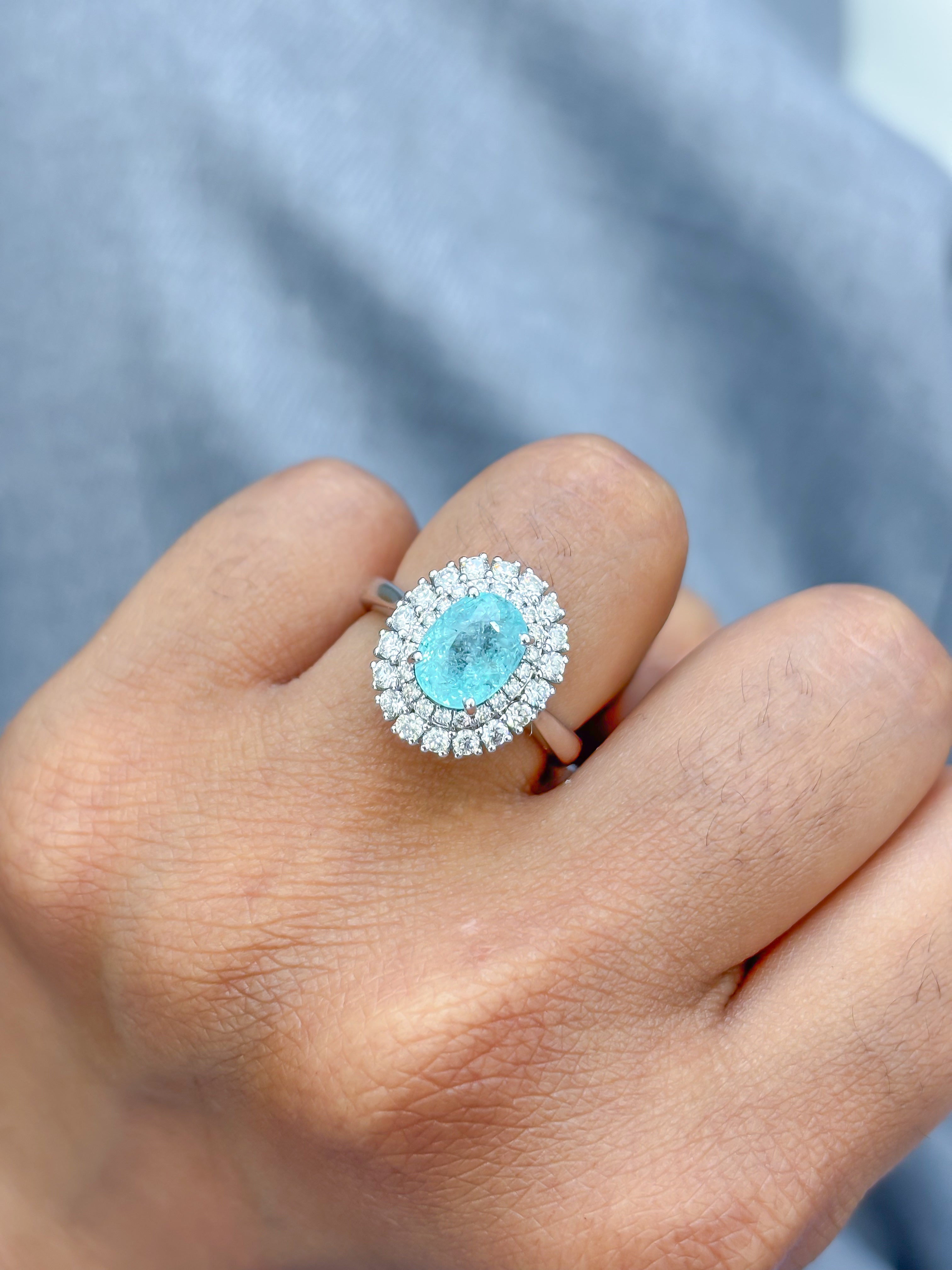 JPRG-3954/9741 Paraiba Tourmaline Diamond Ring | 18K