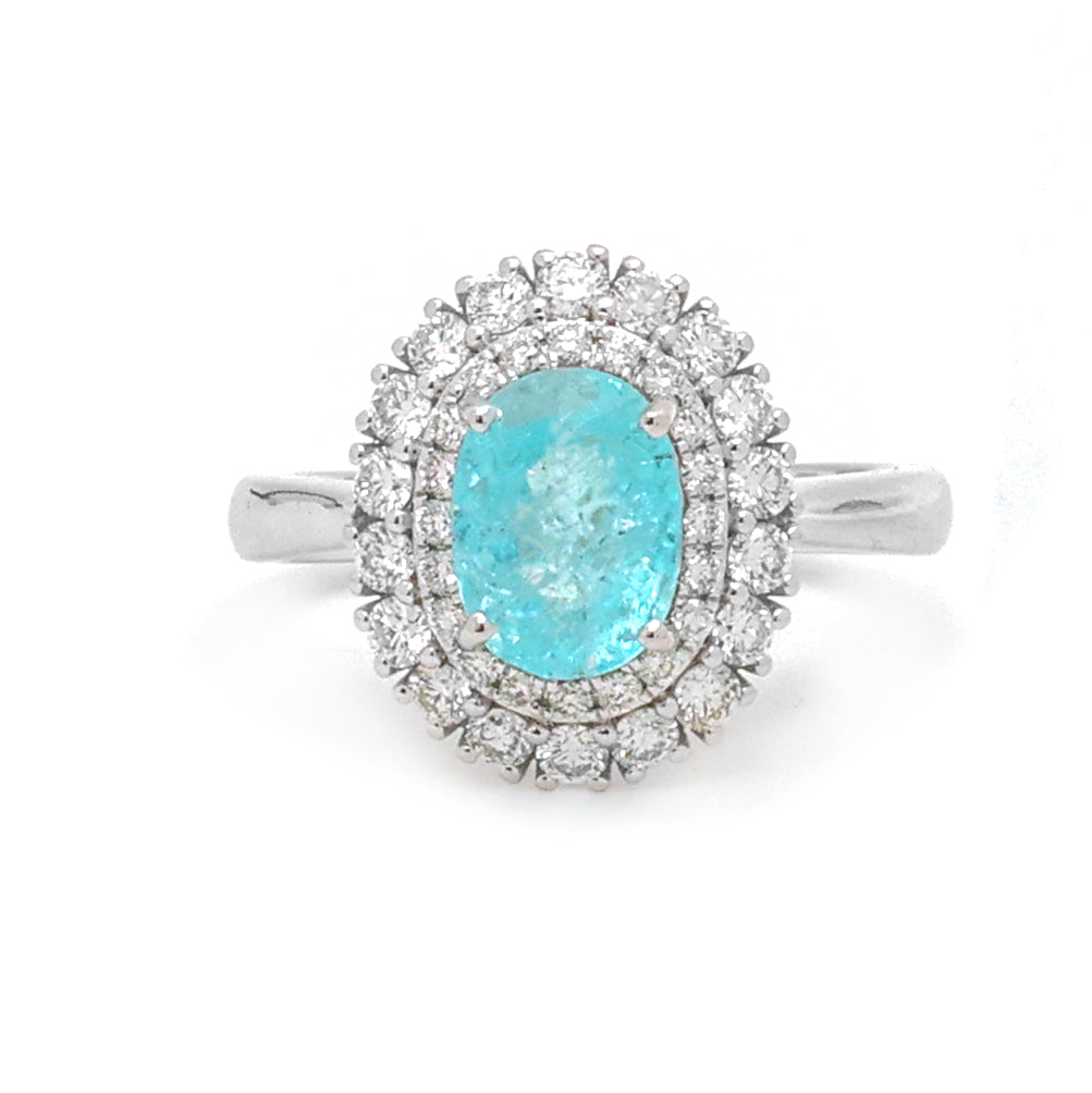JPRG-3954/9741 Paraiba Tourmaline Diamond Ring | 18K