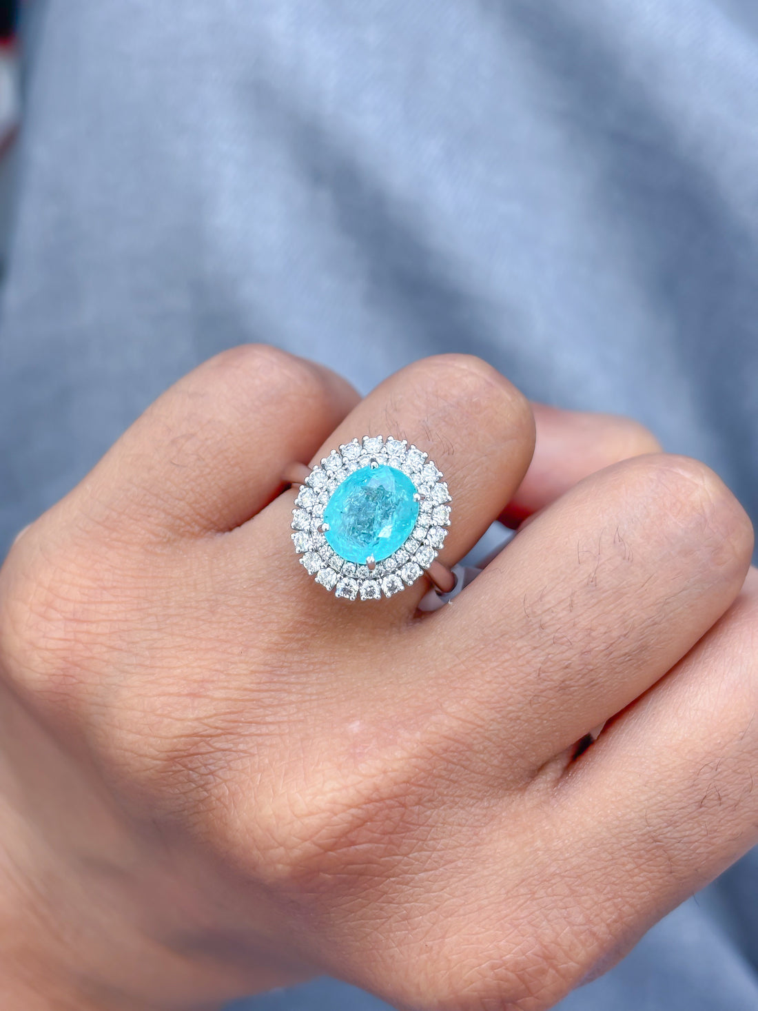 JPRG-3957/9744 Paraiba Tourmaline Diamond Ring | 18K