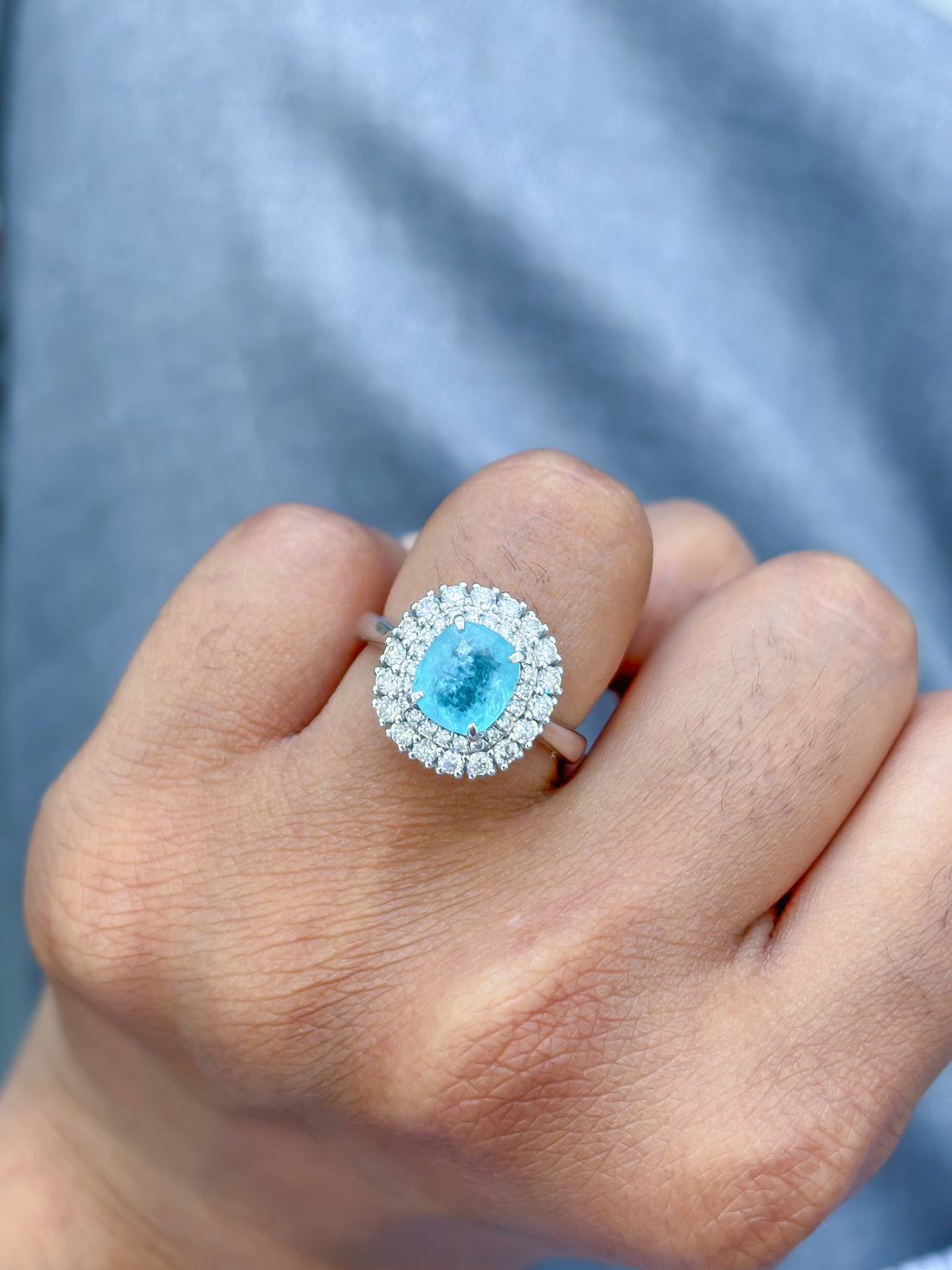 JPRG-3958/9745 Paraiba Tourmaline Diamond Ring | 18K