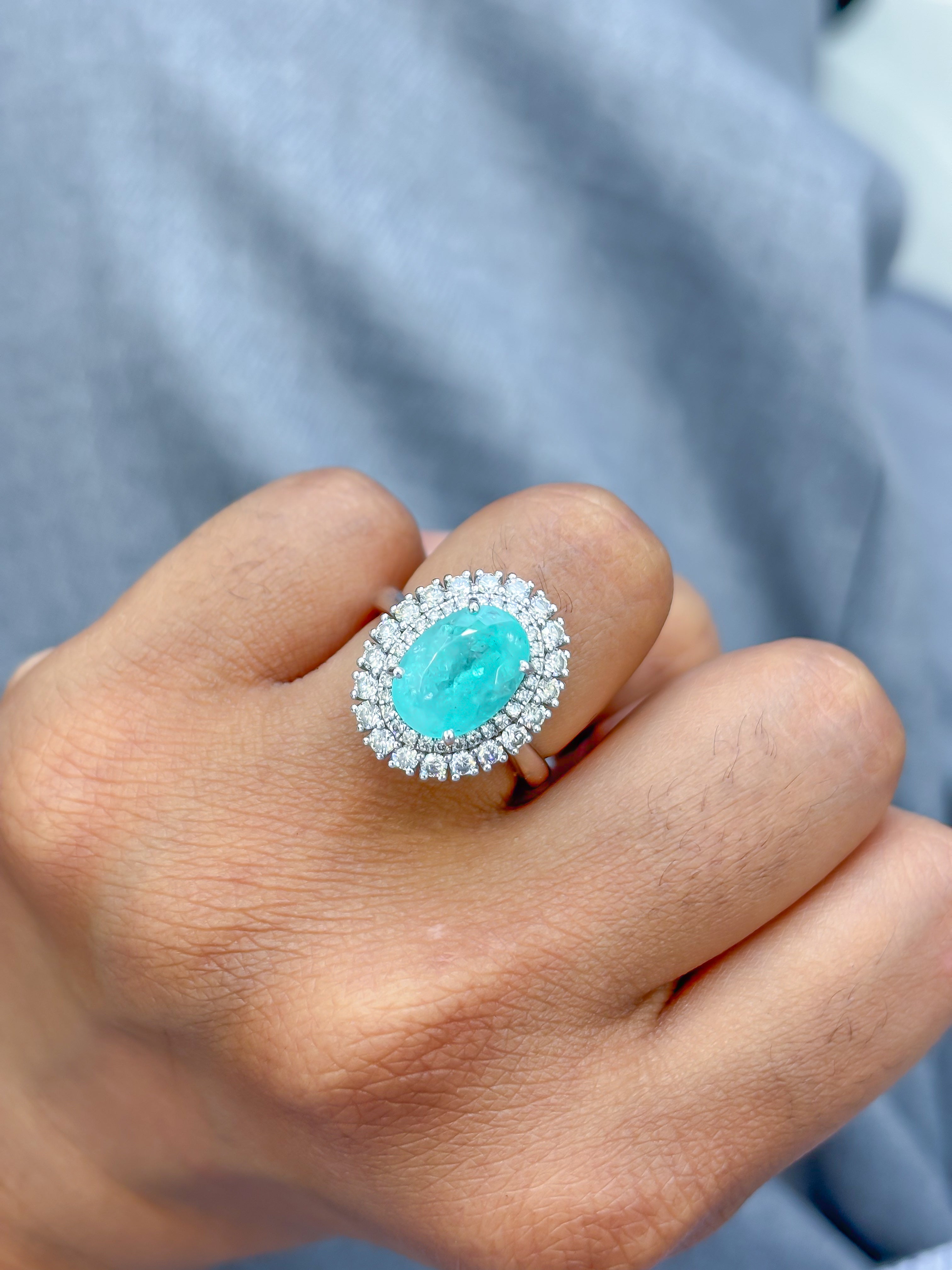 JPRG-3980/9767 Paraiba Tourmaline Diamond Ring | 18K