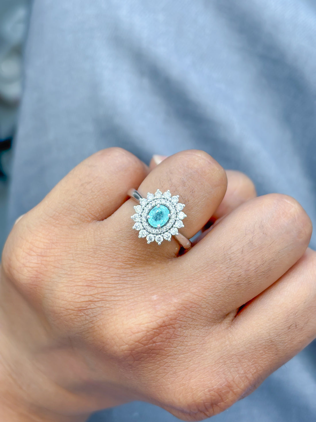 JPRG-3981/9768 Paraiba Tourmaline Diamond Ring | 18K
