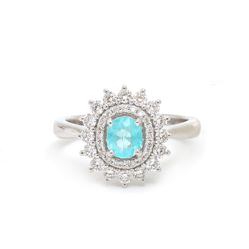 JPRG-3981/9768 Paraiba Tourmaline Diamond Ring | 18K