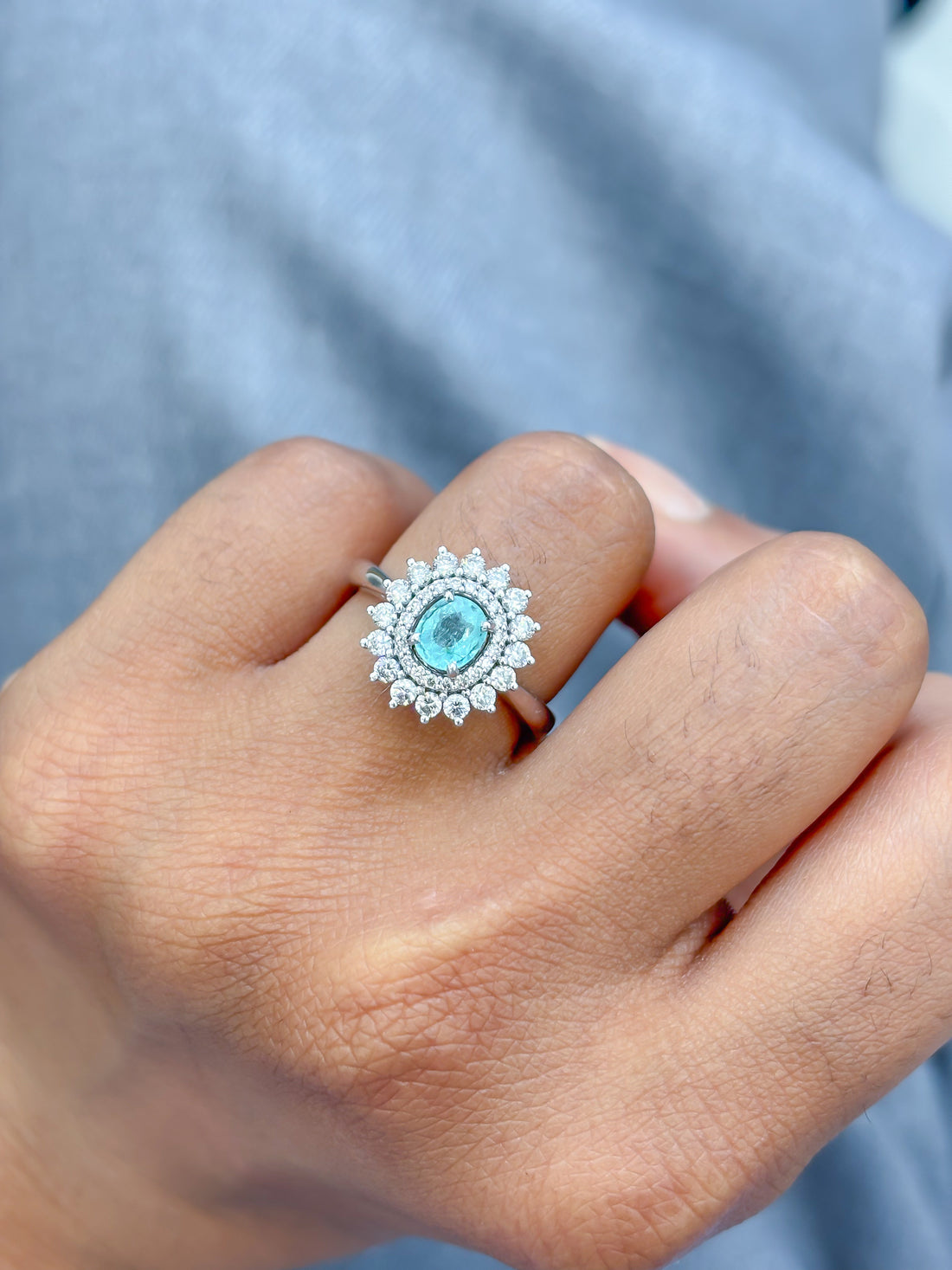 JPRG-3982/9769 Paraiba Tourmaline Diamond Ring | 18K
