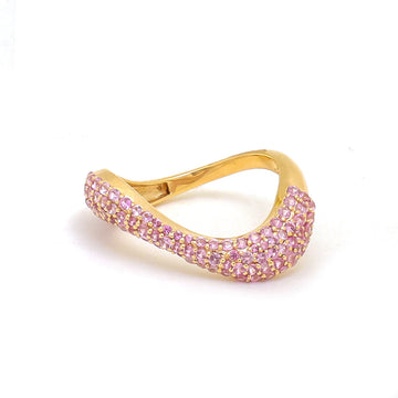 JPRG-4025/9848 Pink Sapphire Round Pave Set Wave Ring | 18K