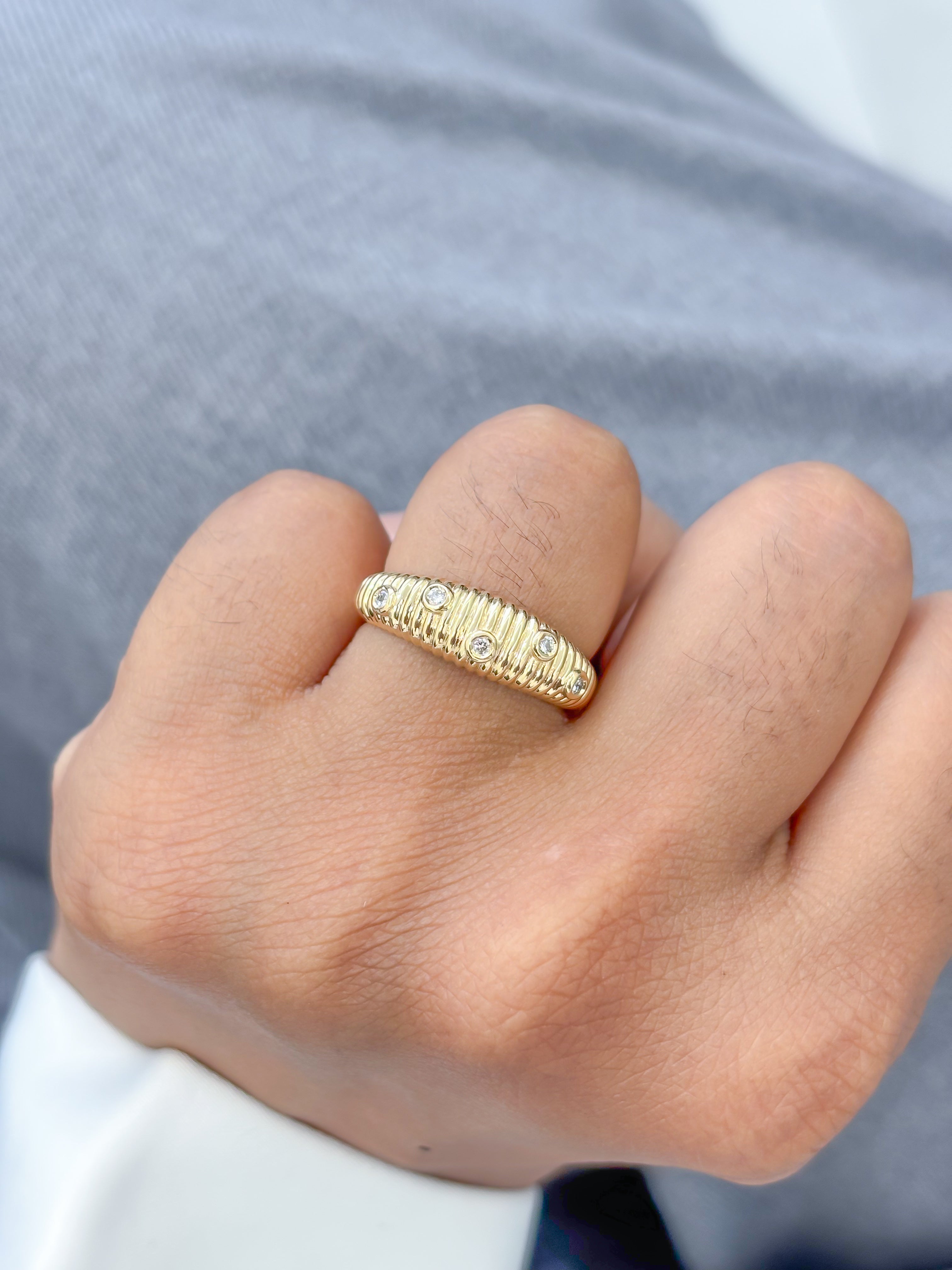 JPRG-4028/9851 Diamond Round 5Pc Ribbed Ring | 18K
