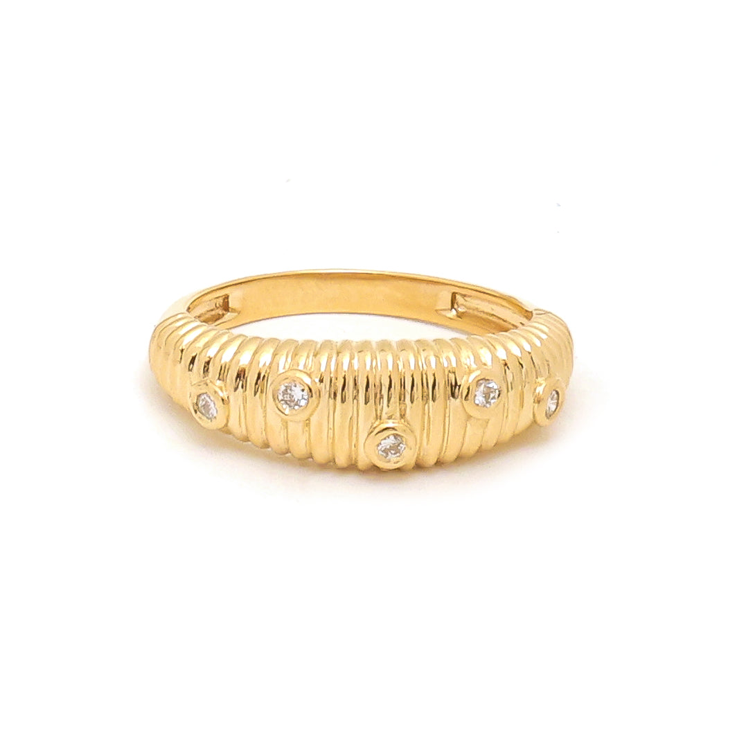 JPRG-4028/9851 Diamond Round 5Pc Ribbed Ring | 18K