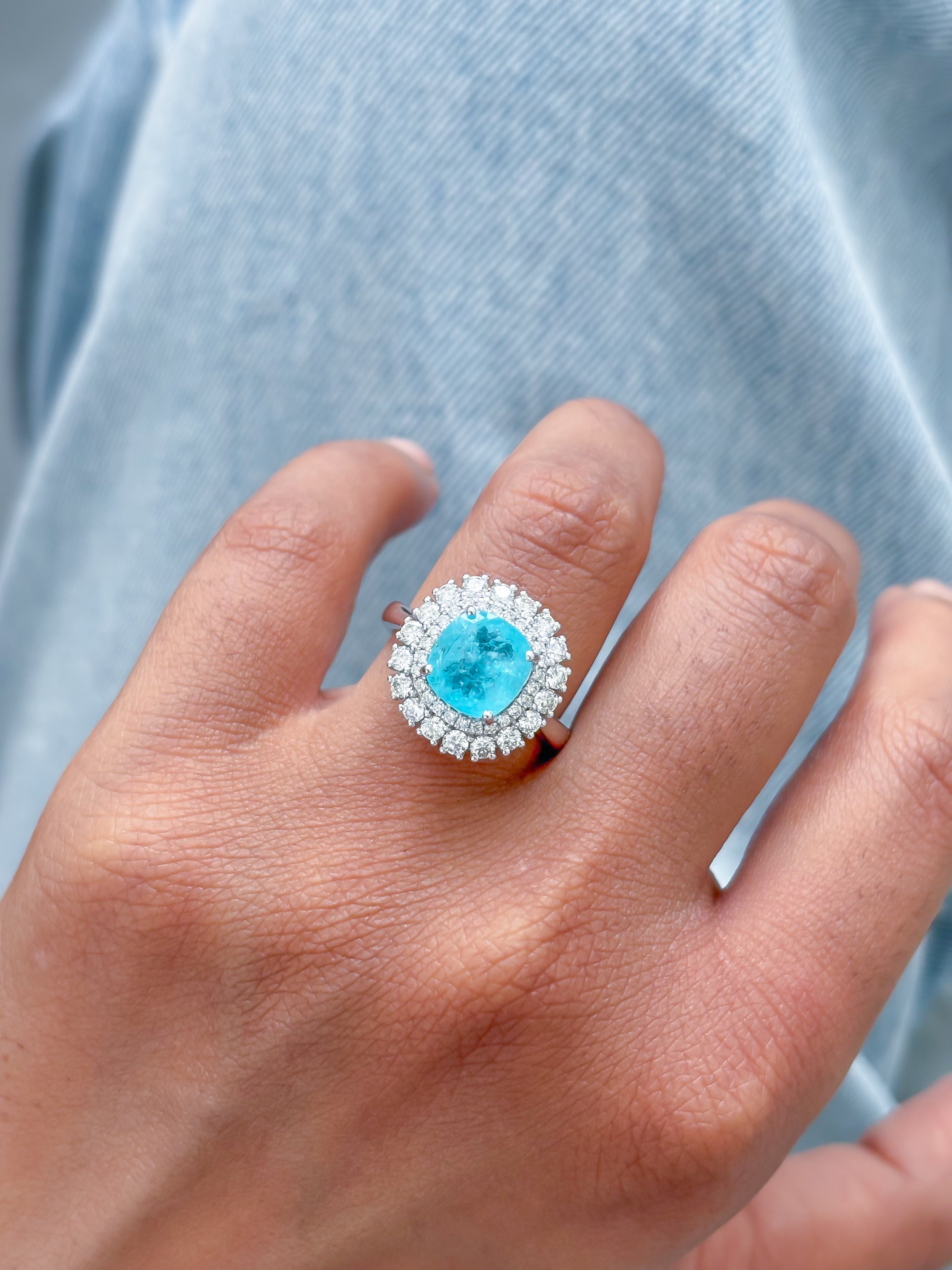 JPRG-4054/9917 Paraiba Tourmaline Diamond Ring | 18K