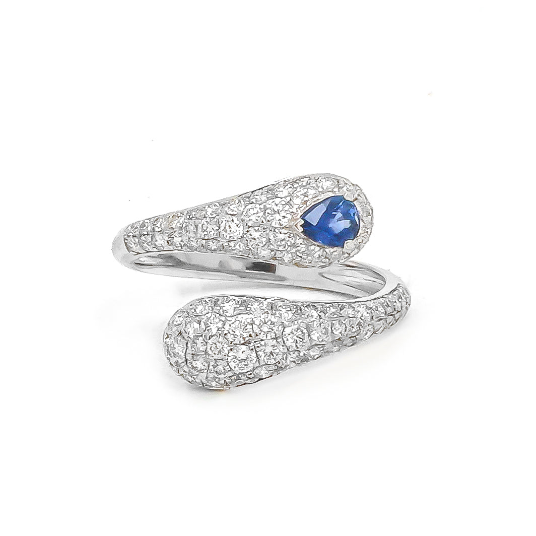 JPRG-4069/9949 Blue Sapphire Diamond Ring | 18K