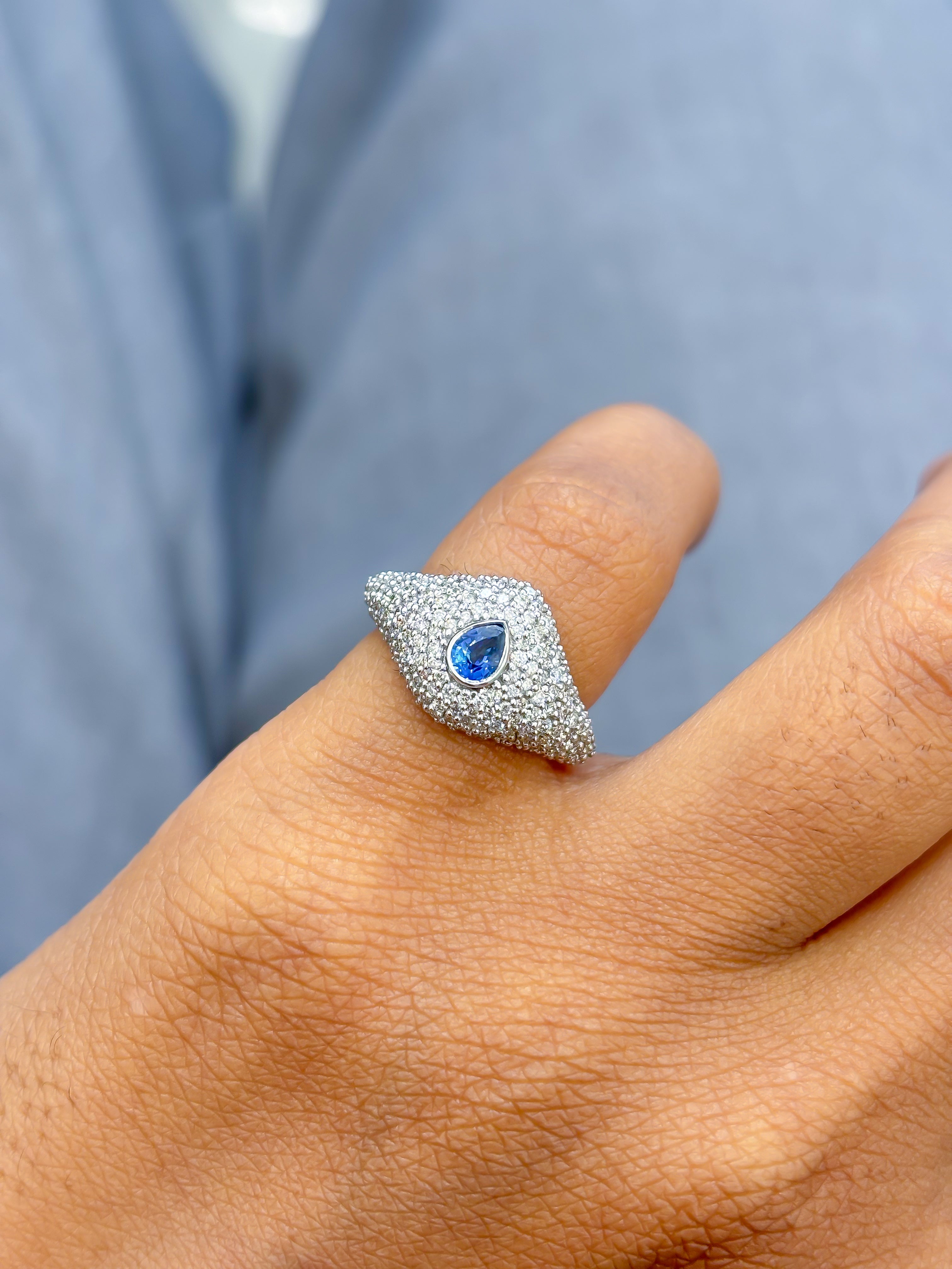 JPRG-4096/10019 Blue Sapphire Diamond Ring | 18K