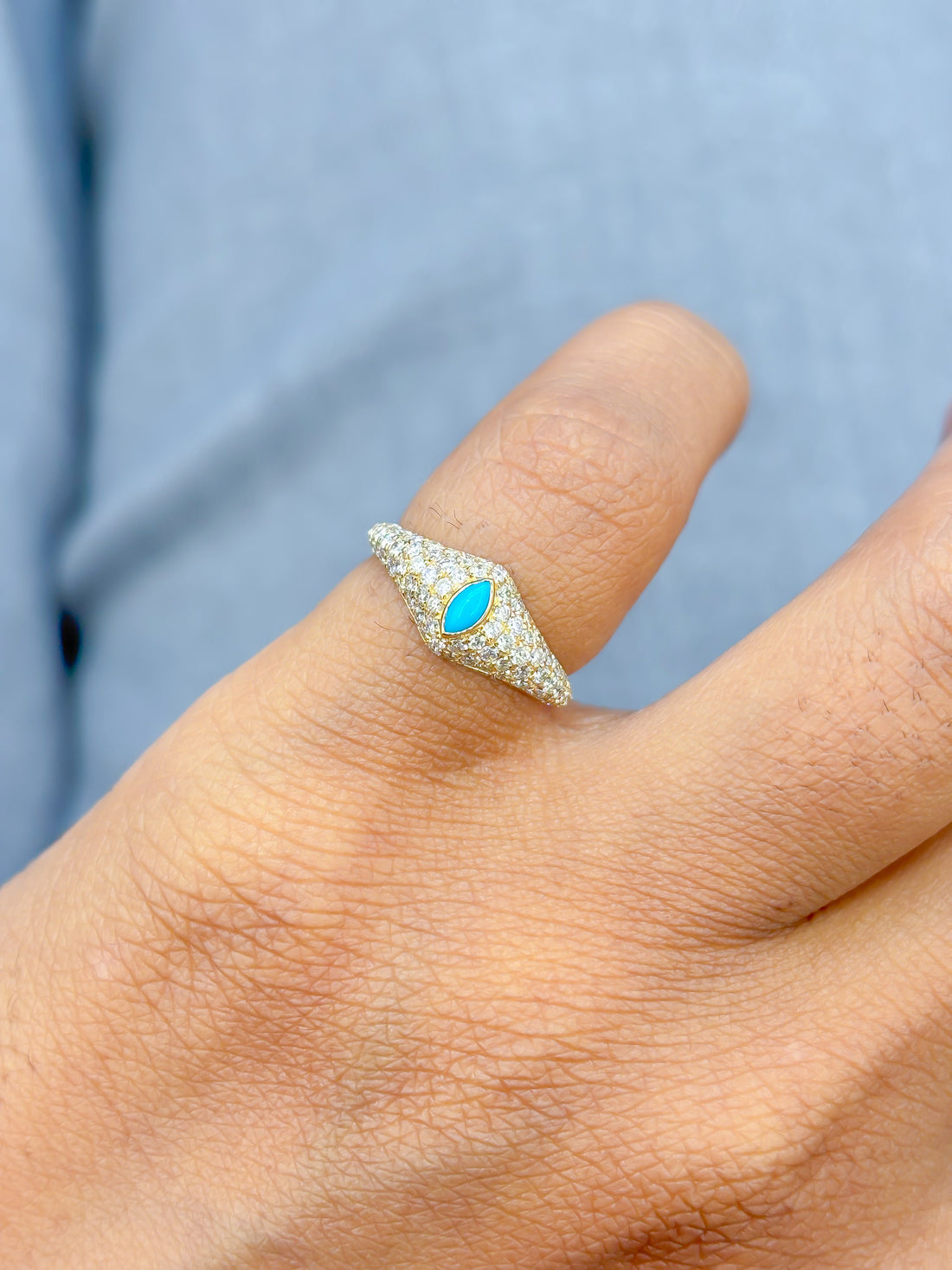 JPRG-4100/10023 Turquoise Diamond Ring | 18K