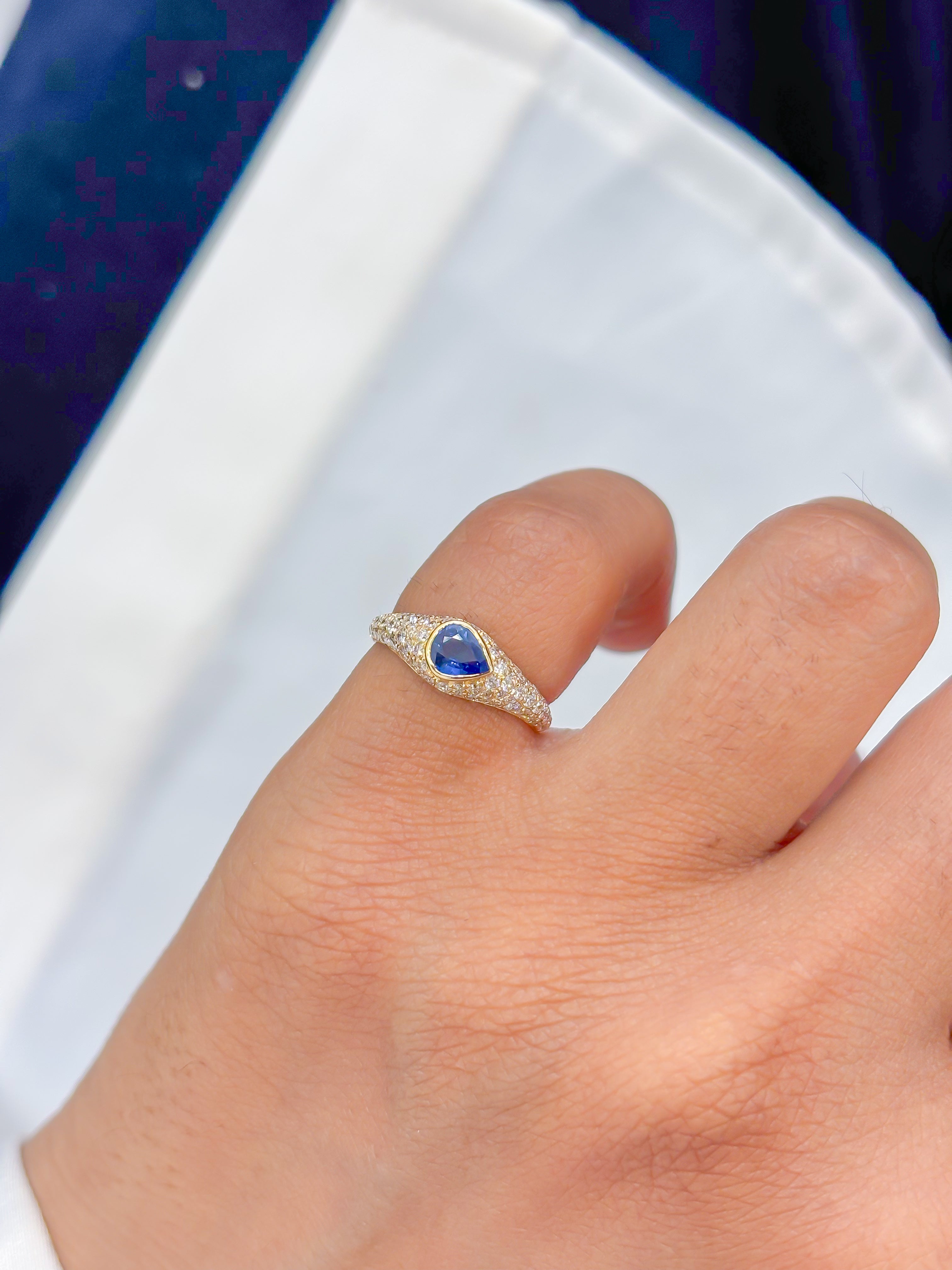 JPRG-4114/10076 Blue Sapphire Diamond Ring | 18K