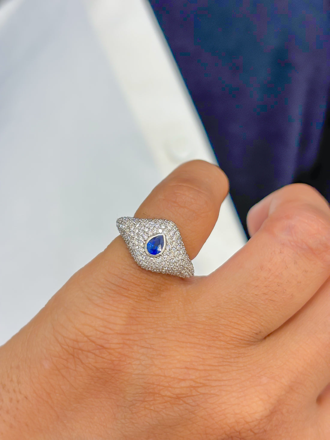 JPRG-4116/10078 Blue Sapphire Diamond Ring | 18K