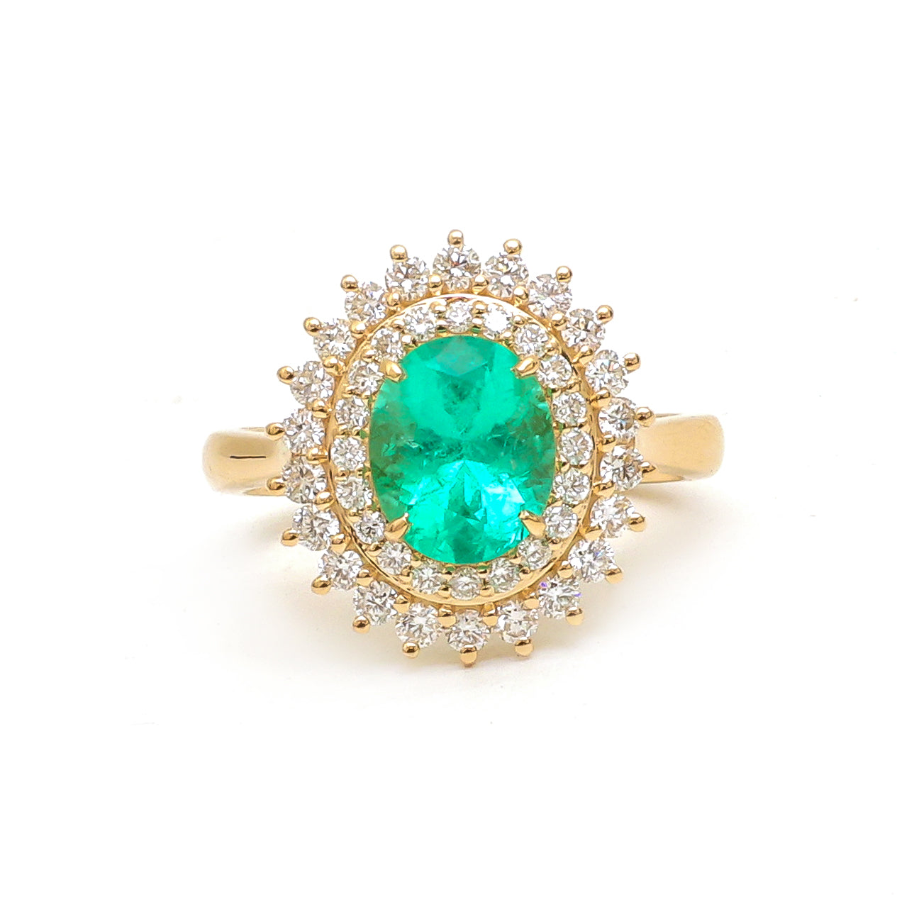 JPRG-4136/10134 Colombian Emerald Diamond Ring | 18K