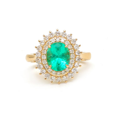 JPRG-4136/10134 Colombian Emerald Diamond Ring | 18K