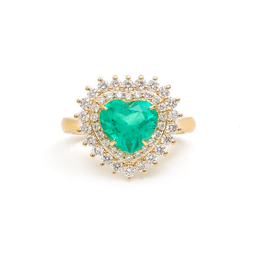 JPRG-4138/10136 Colombian Emerald Diamond Ring | 18K