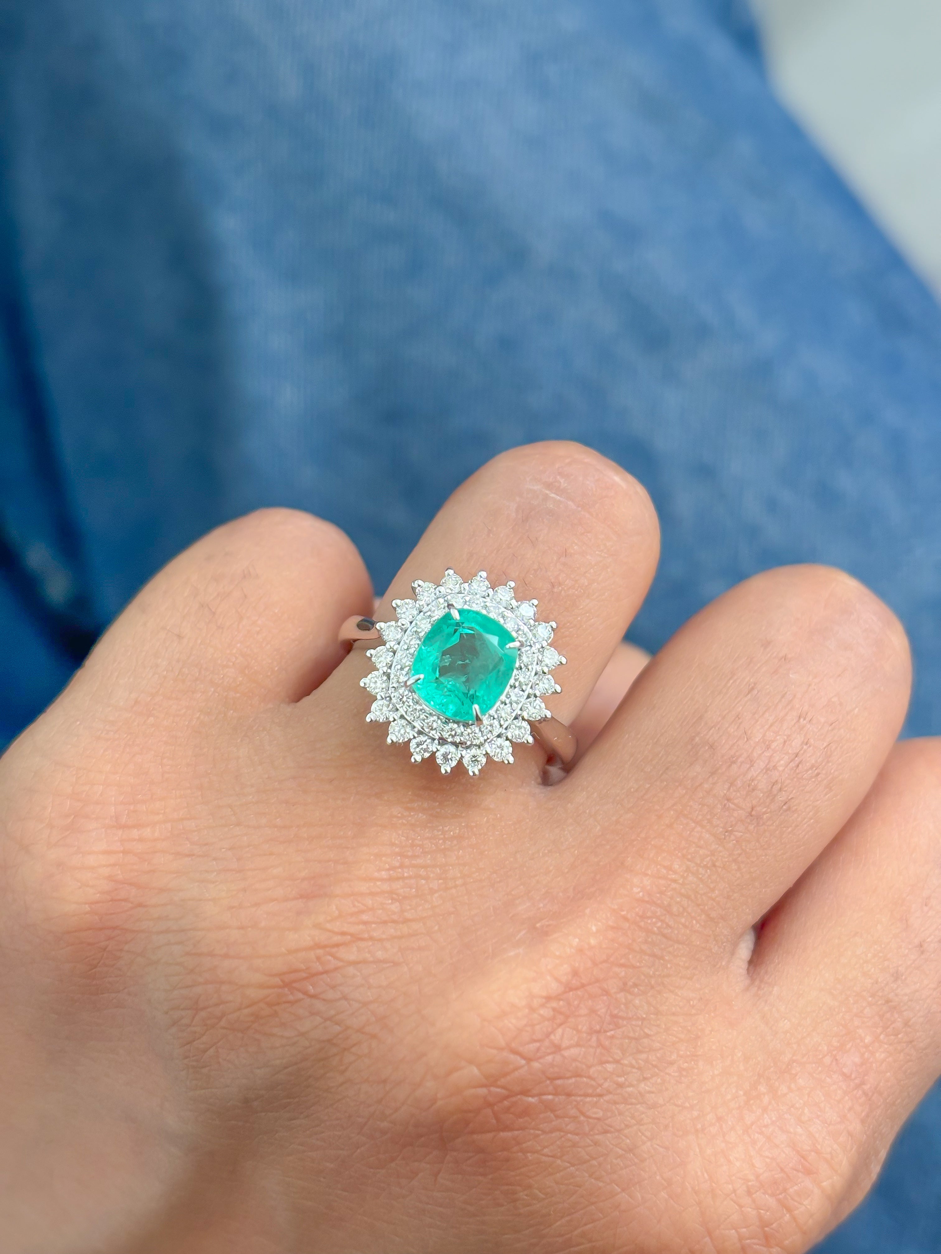 JPRG-4152/10189 Colombian Emerald Diamond Ring | 18K