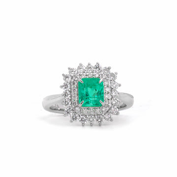 JPRG-4153/10190 Colombian Emerald Diamond Ring | 18K