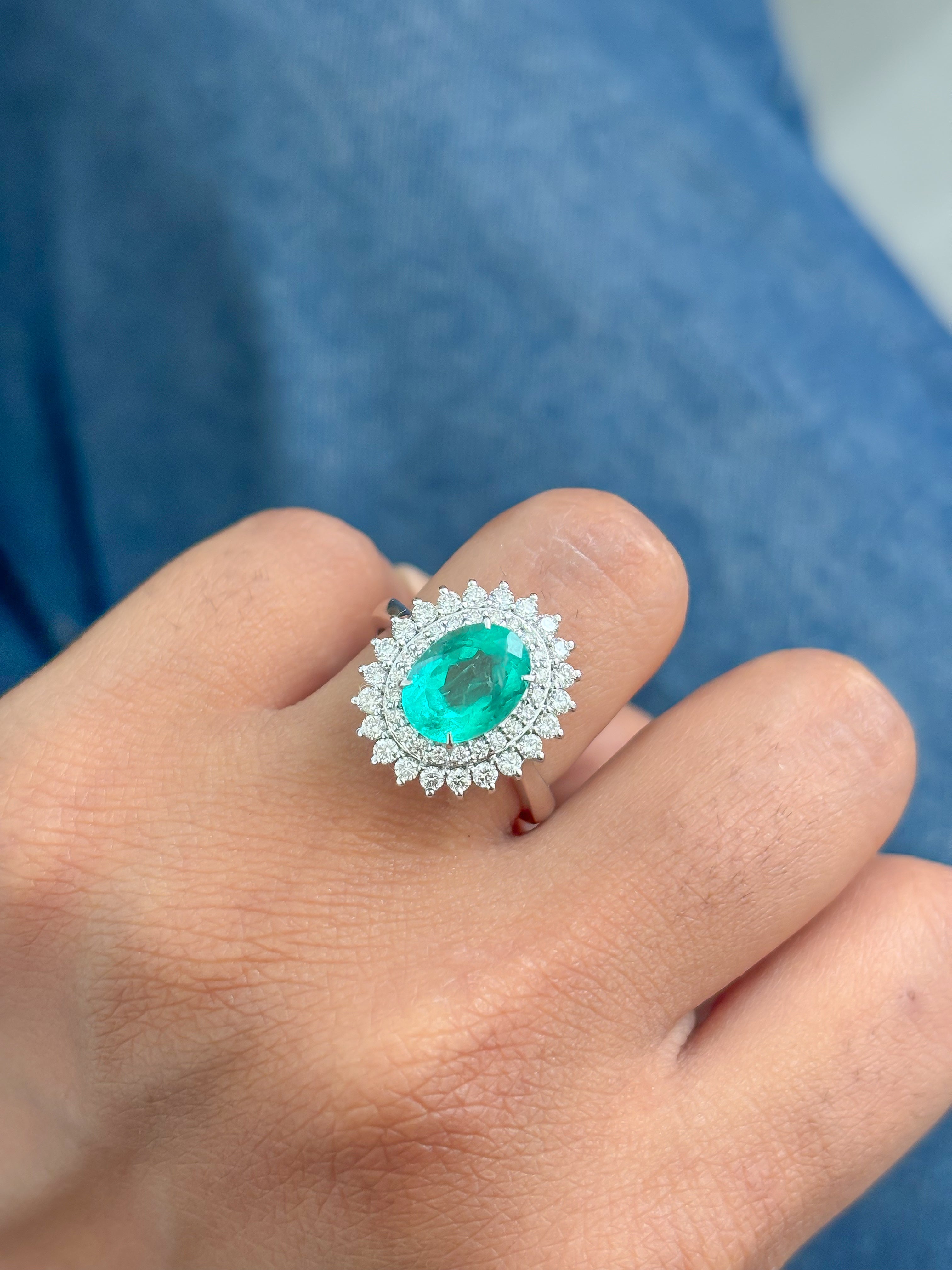JPRG-4154/10191 Colombian Emerald Diamond Ring | 18K