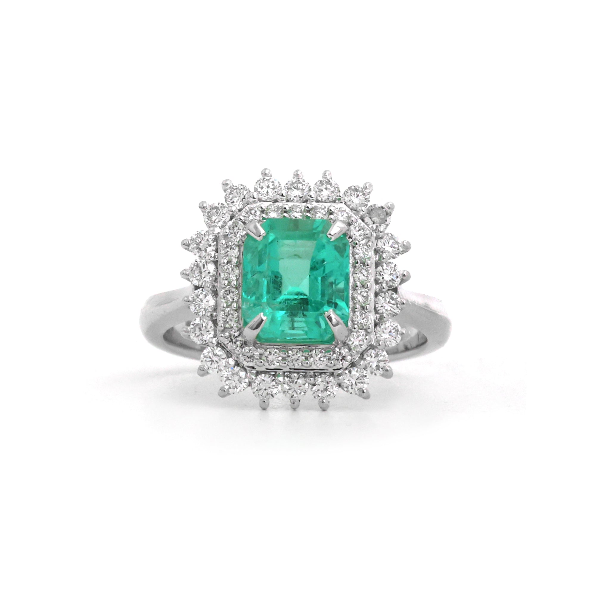 JPRG-4155/10192 Colombian Emerald Diamond Ring | 18K