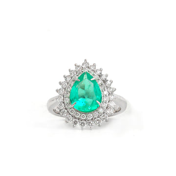 JPRG-4156/10193 Colombian Emerald Diamond Ring | 18K
