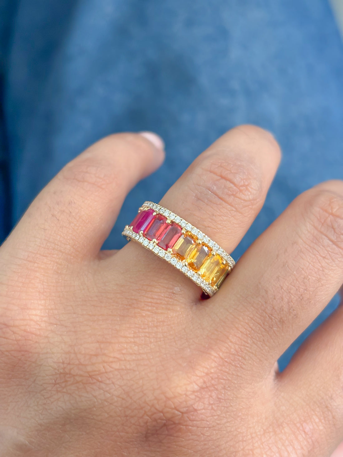 JPRG-4159/10197 Rainbow Sapphire Diamond Ring | 14K