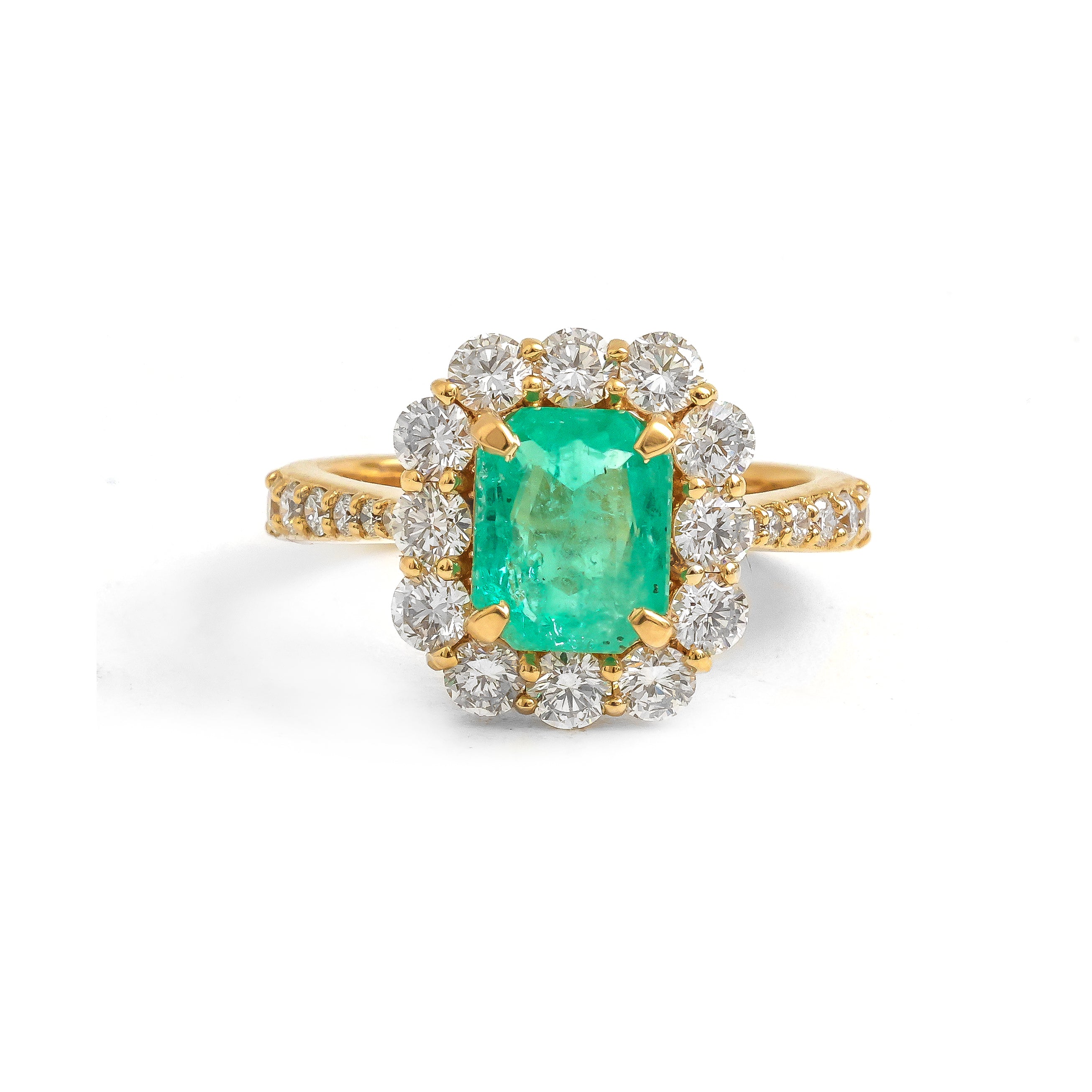JPRG-4172/10222 Colombian Emerald Diamond Ring | 18K