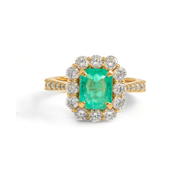 JPRG-4172/10222 Colombian Emerald Diamond Ring | 18K