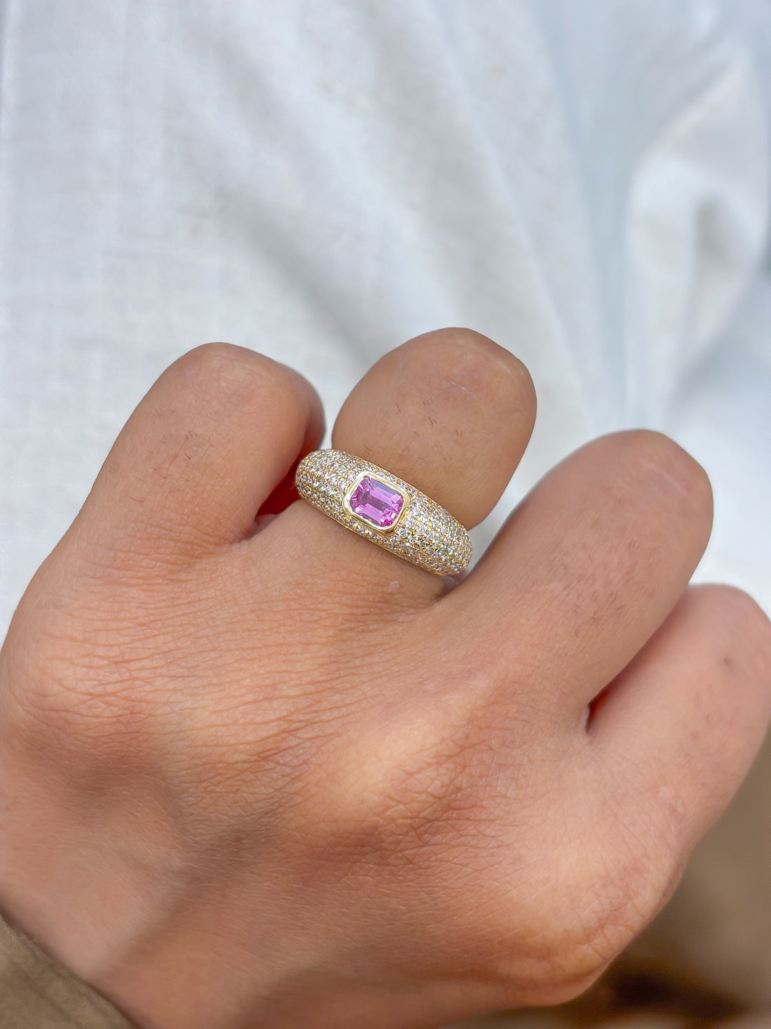 JPRG-4175/10227 Pink Sapphire Diamond Ring | 18K