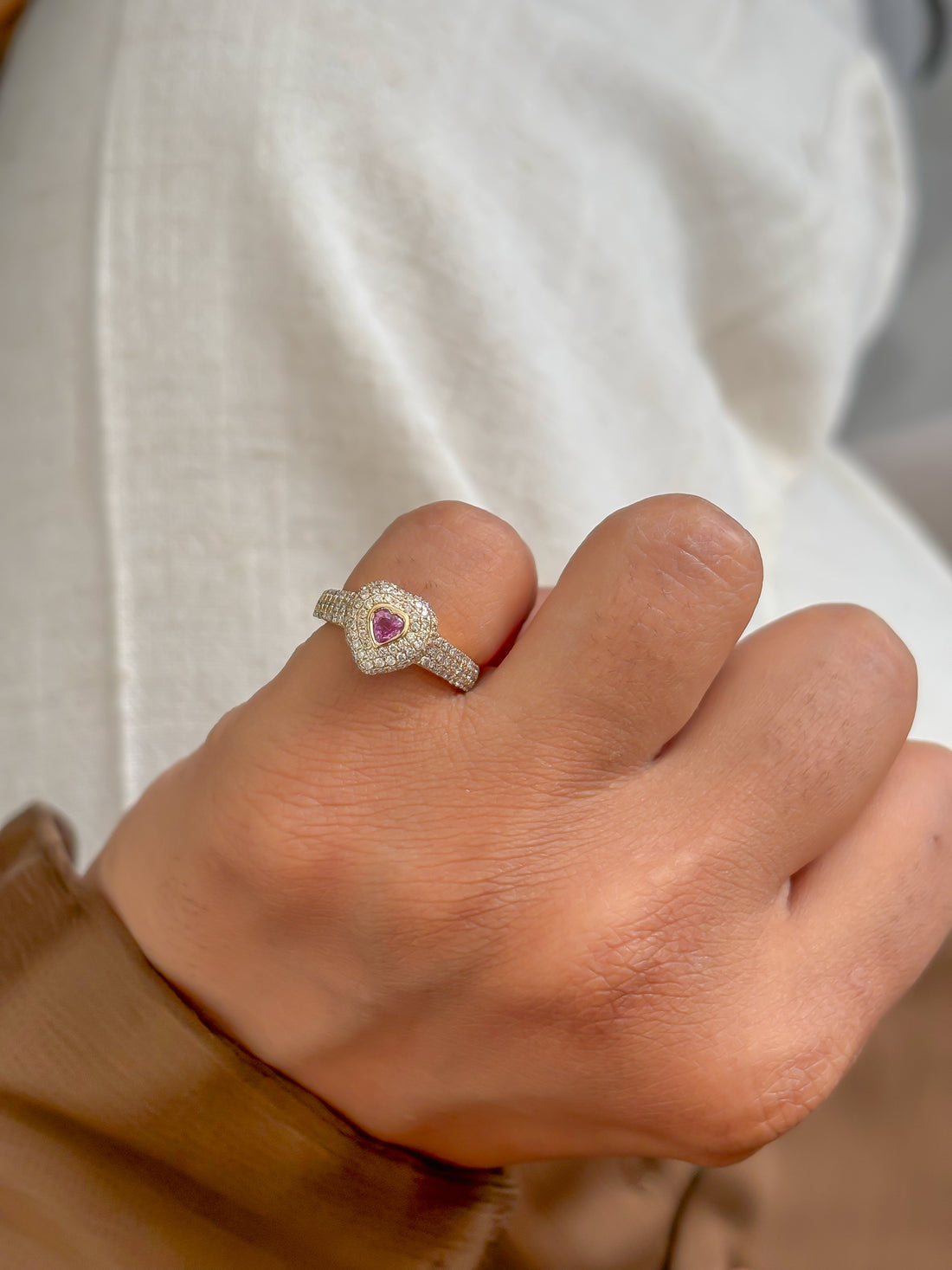 JPRG-4207/10268 Pink Sapphire Diamond Ring | 18K
