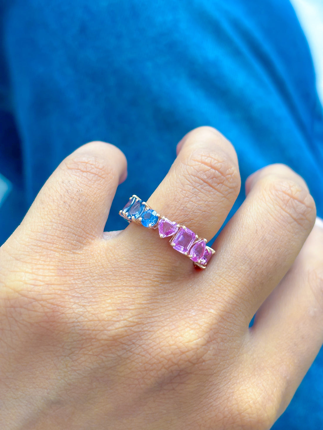 JPRG-4228/10344 Rainbow Sapphire Ring | 14K