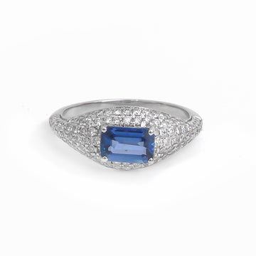 JPRG-4240/10406 Blue Sapphire Diamond Ring | 18K