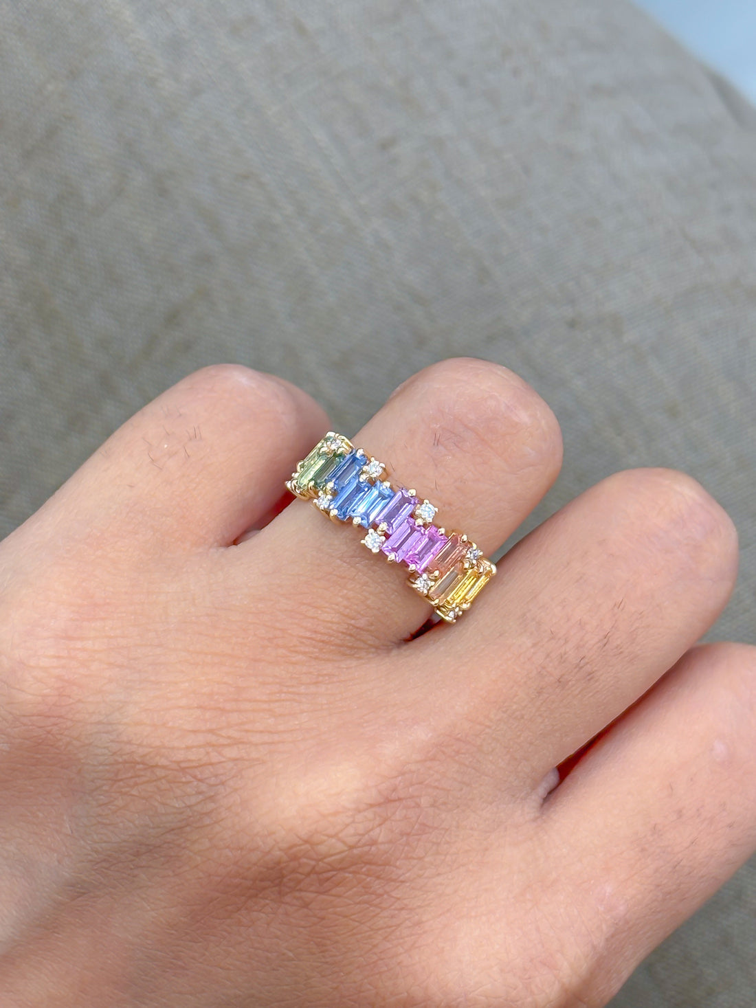 JPRG-4246/10420 Rainbow Sapphire Diamond Ring | 18K