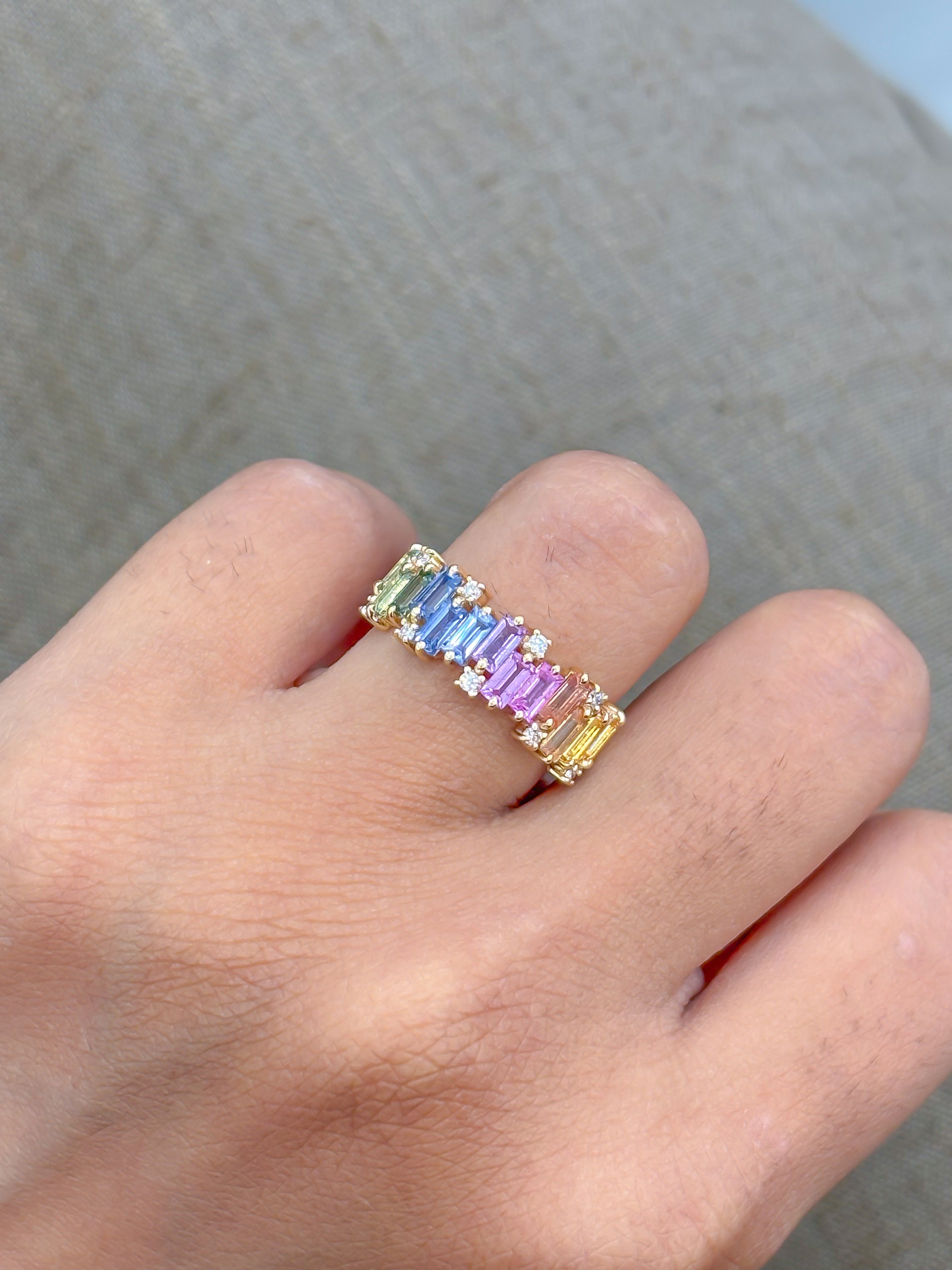 JPRG-4246/10420 Rainbow Sapphire Diamond Ring | 18K