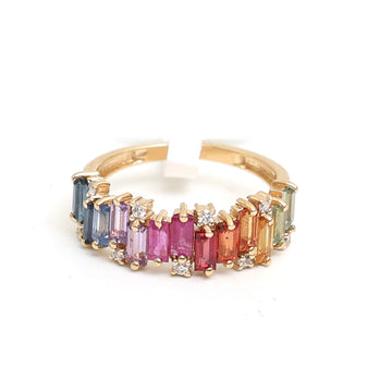 JPRG-4246/10420 Rainbow Sapphire Diamond Ring | 18K